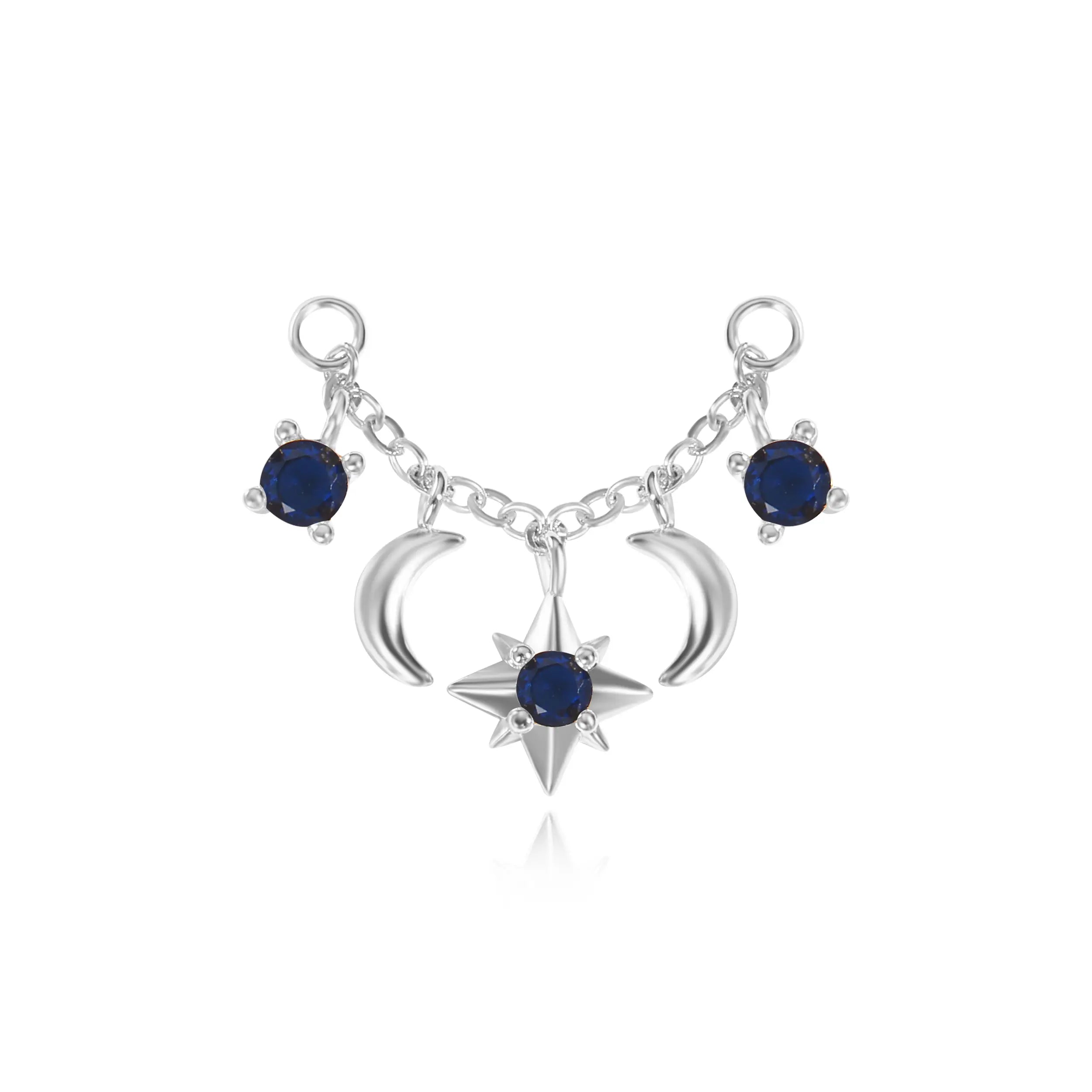Iyla Blue Sapphire Guiding Star & Crescent Moon Chain Attachment