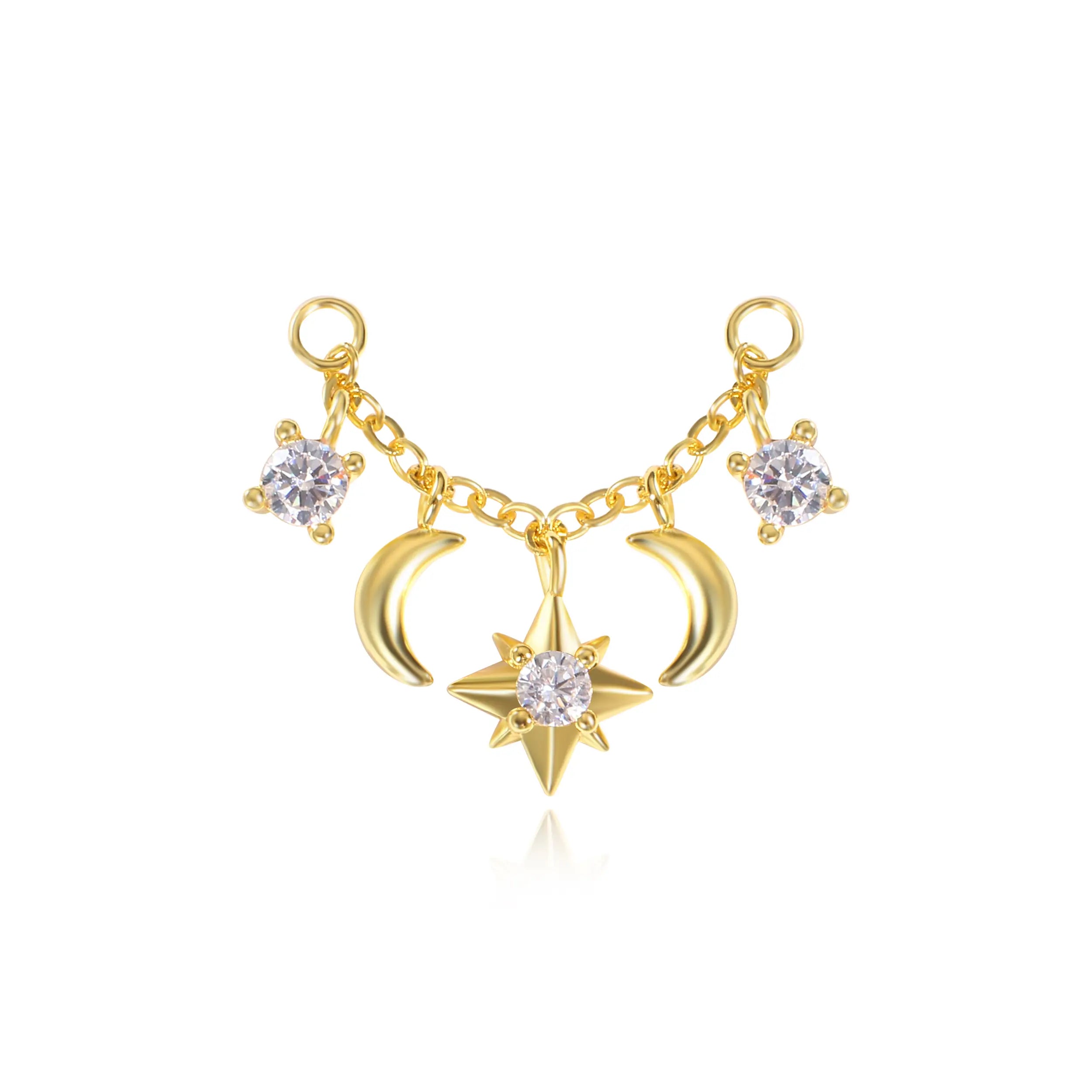 Iyla Guiding Star & Crescent Moon Chain Attachment •  Helix Dangling Chain