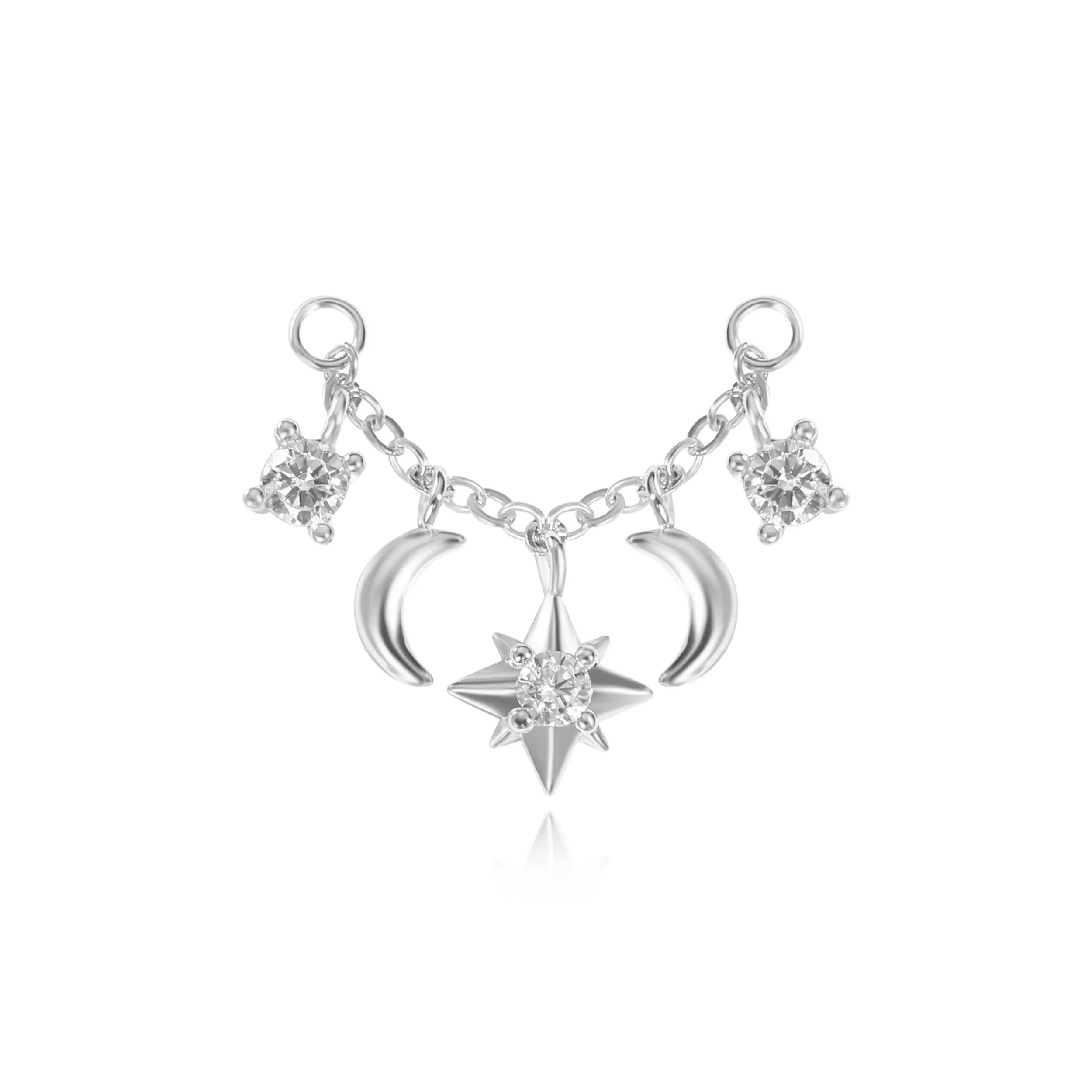 Iyla Guiding Star & Crescent Moon Chain Attachment •  Helix Dangling Chain