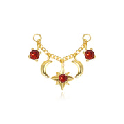 Iyla Red Garnet Guiding Star & Crescent Moon Chain Attachment