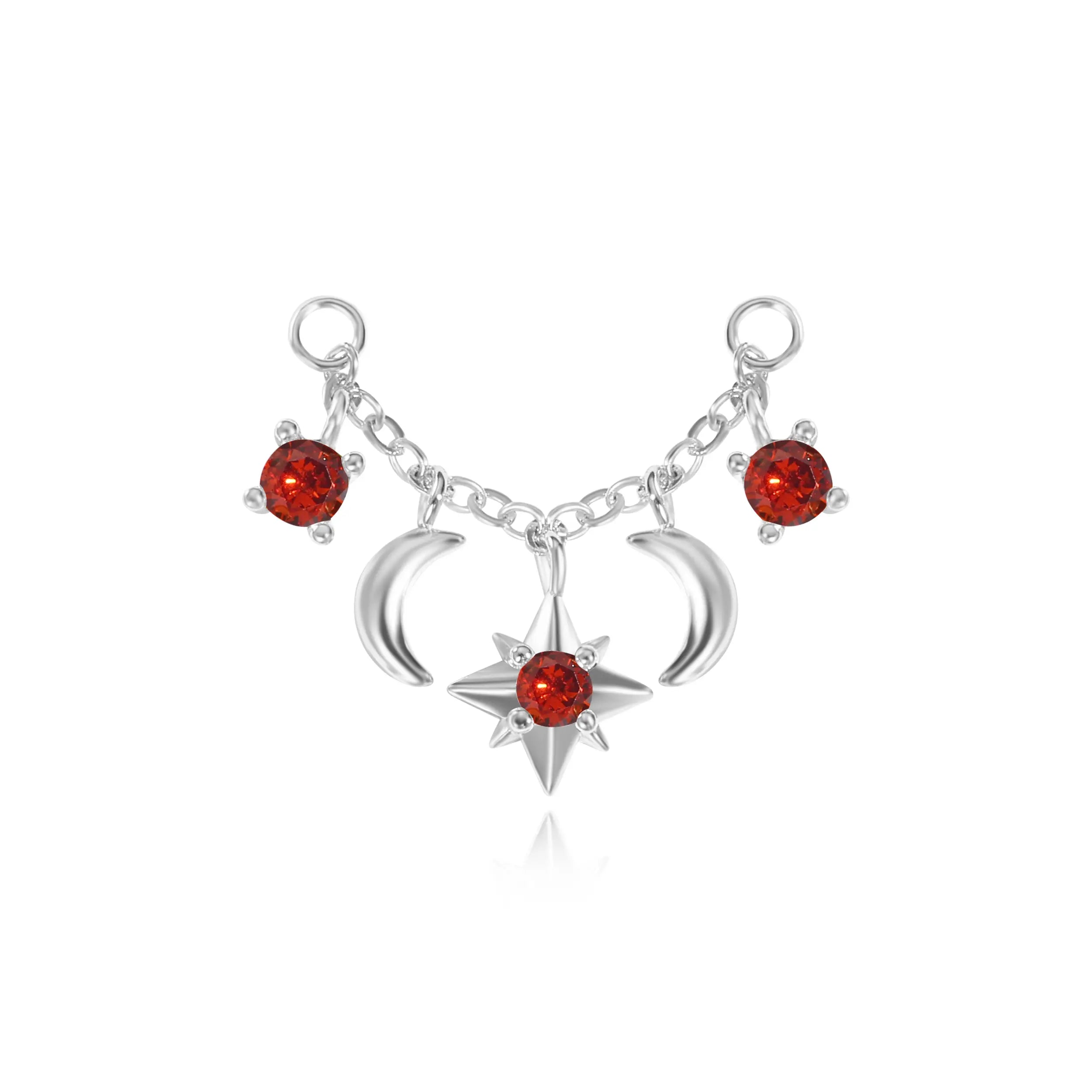 Iyla Red Garnet Guiding Star & Crescent Moon Chain Attachment