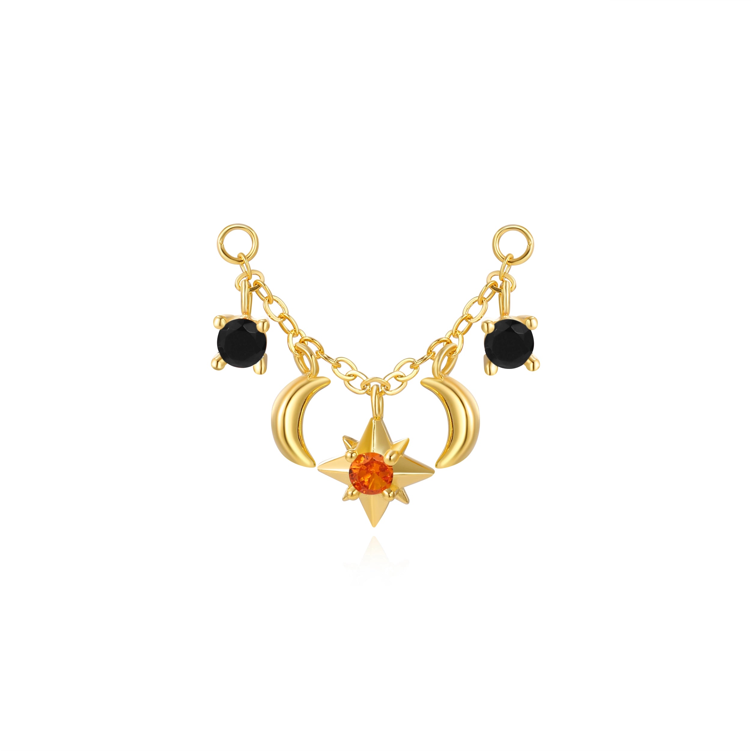Iyla Guiding Star & Crescent Moon Chain - Midnight & Fire