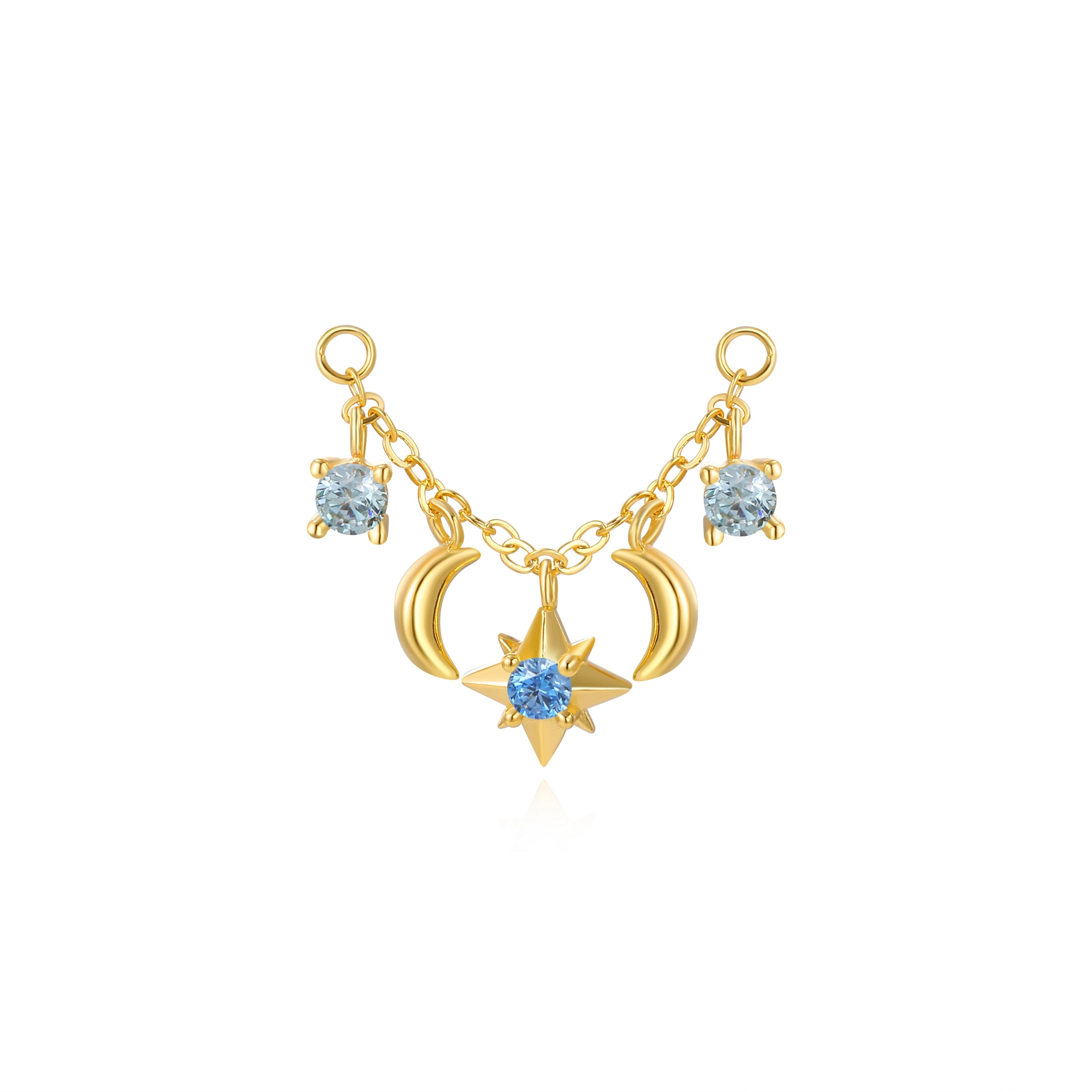 Iyla Guiding Star & Crescent Moon Chain - Aquamarine