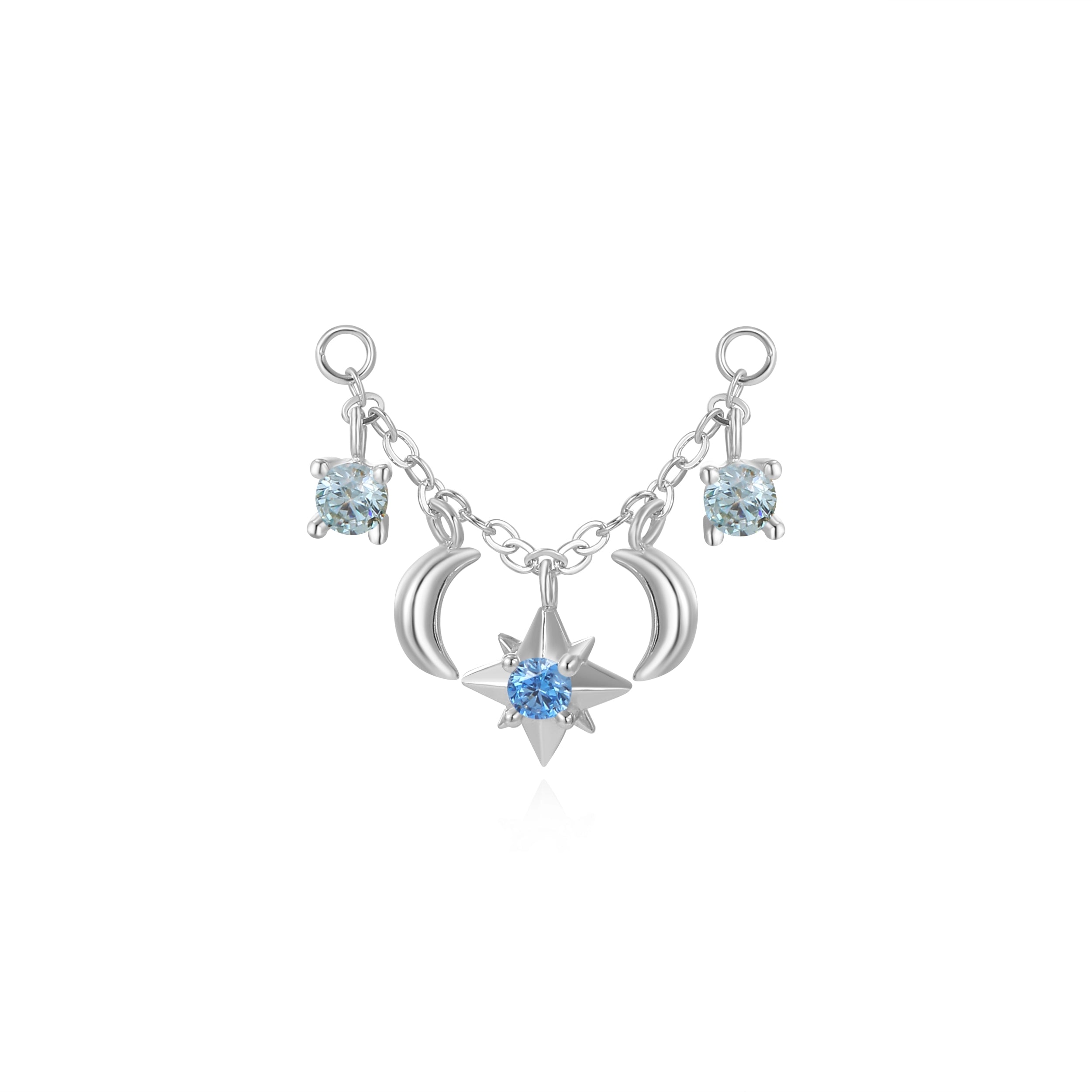 Iyla Guiding Star & Crescent Moon Chain - Aquamarine