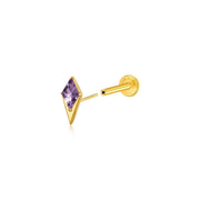 Titanium Blade Flat Back Stud - Amethyst
