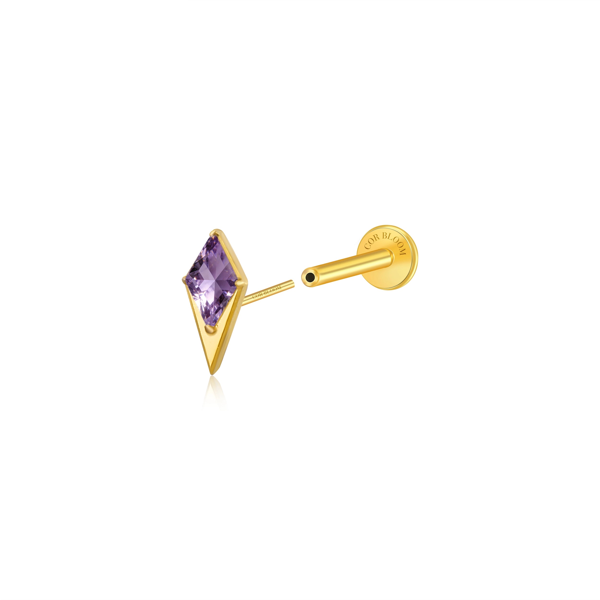 Titanium Blade Flat Back Stud - Amethyst
