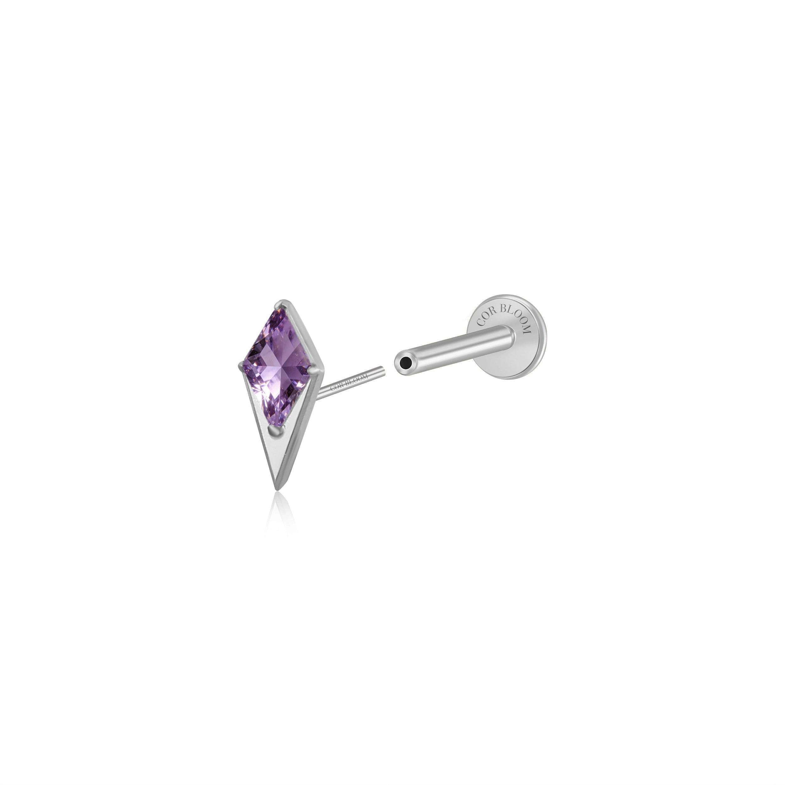 Titanium Blade Flat Back Stud - Amethyst