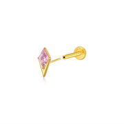 Titanium Blade Flat Back Stud - Pink Tourmaline