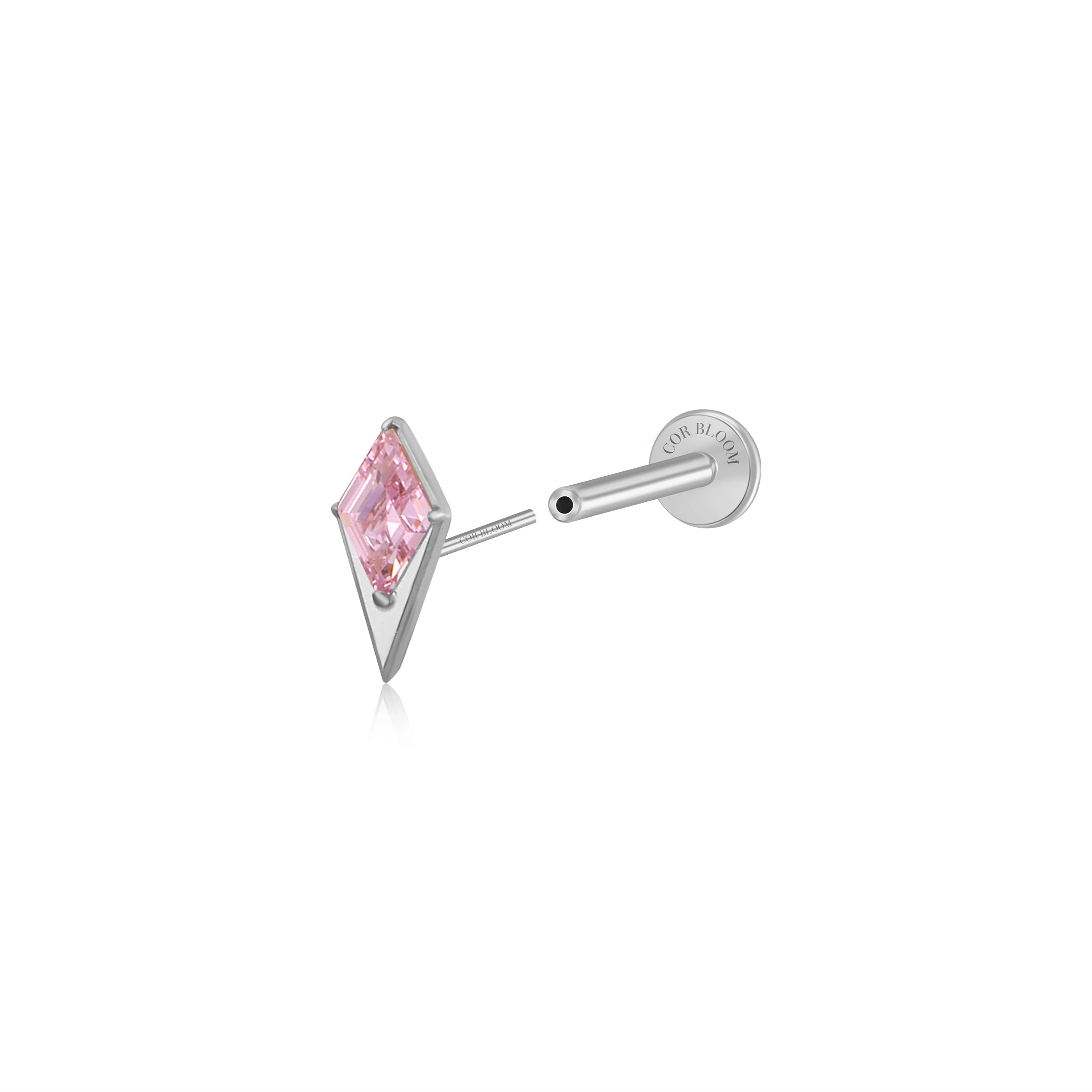 Titanium Blade Flat Back Stud - Pink Tourmaline