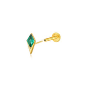 Titanium Blade Flat Back Stud - Green Emerald