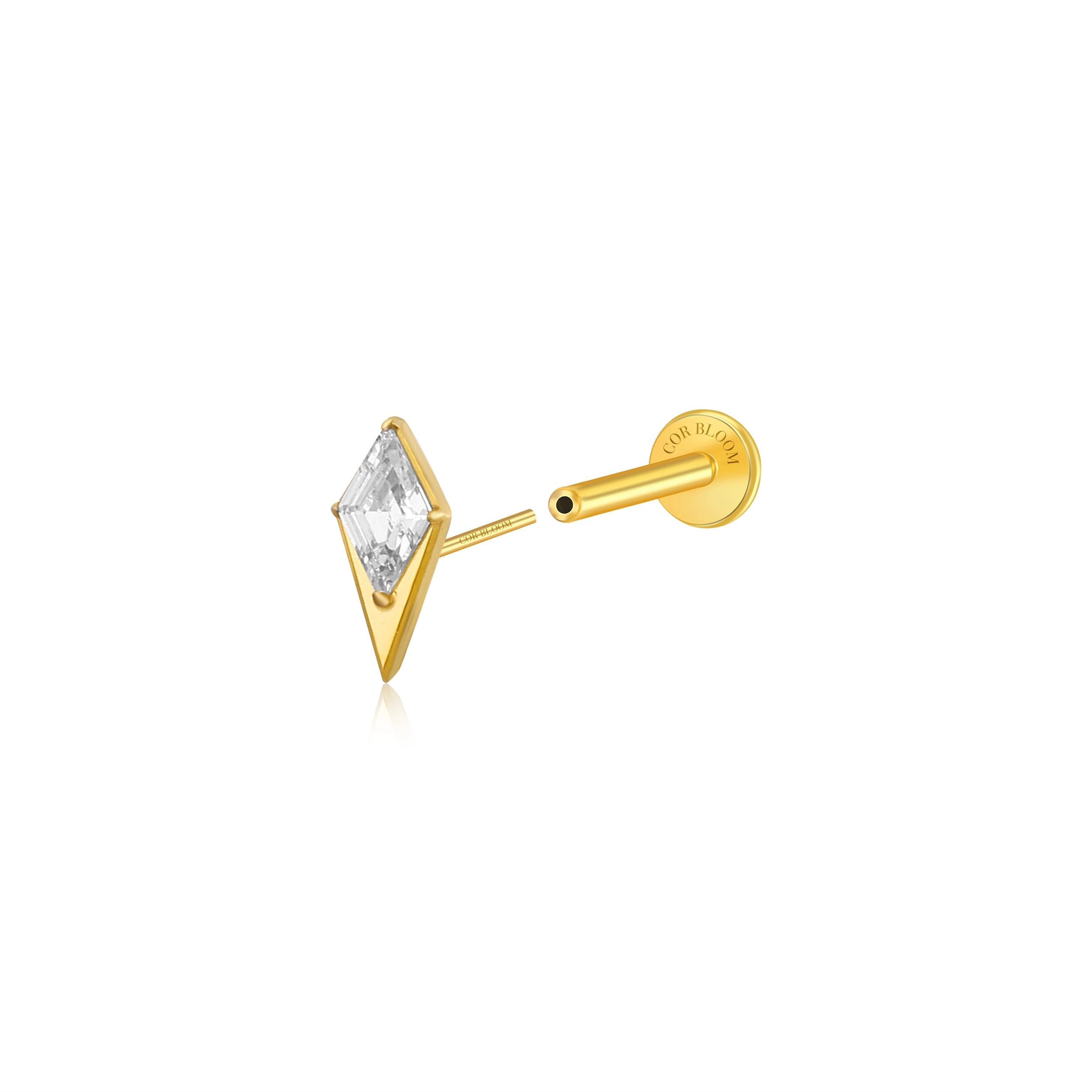 Titanium Blade Flat Back Stud - Clear Crystal