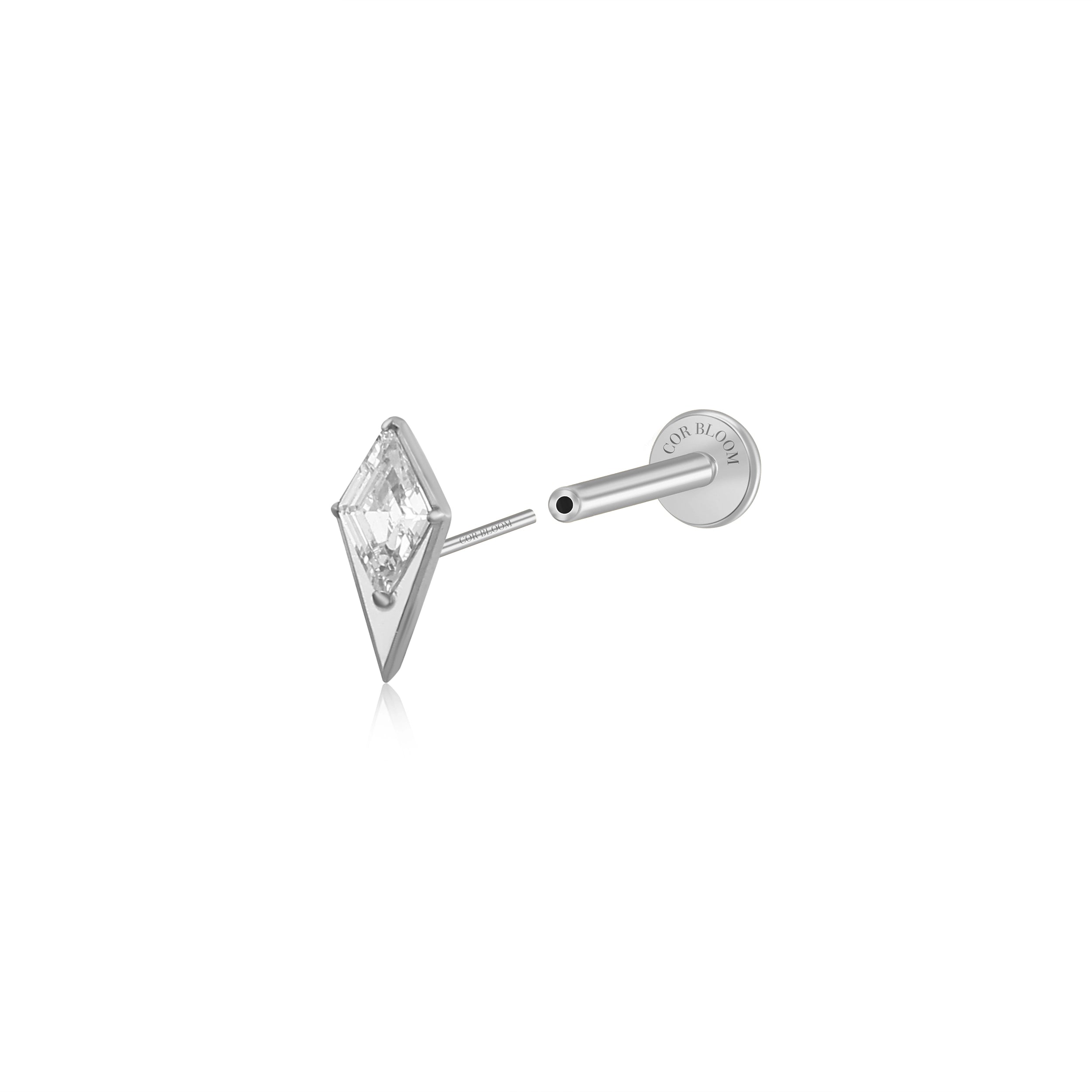 Titanium Blade Flat Back Stud - Clear Crystal