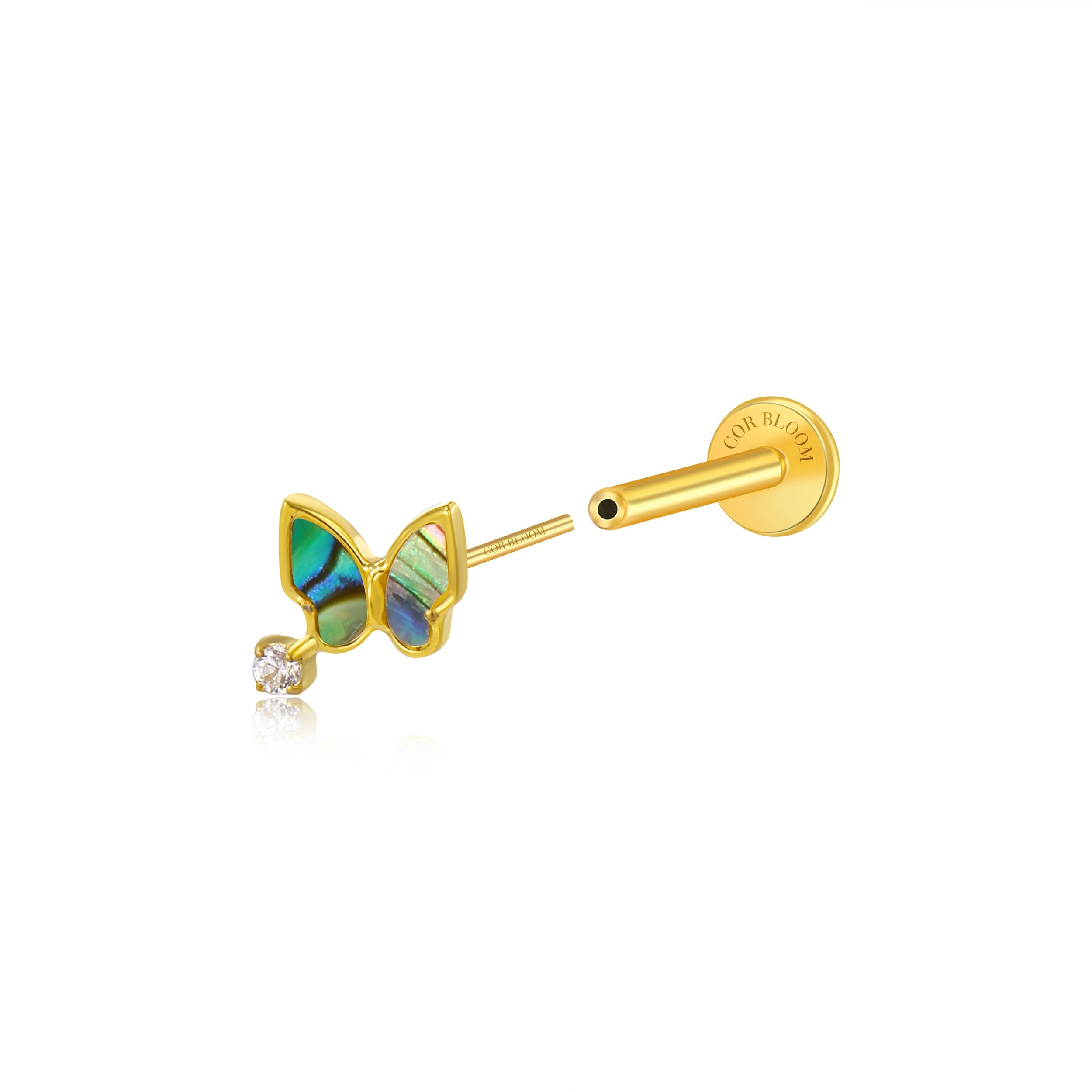 Titanium Vlinder Abalone Butterfly Flat Back Stud