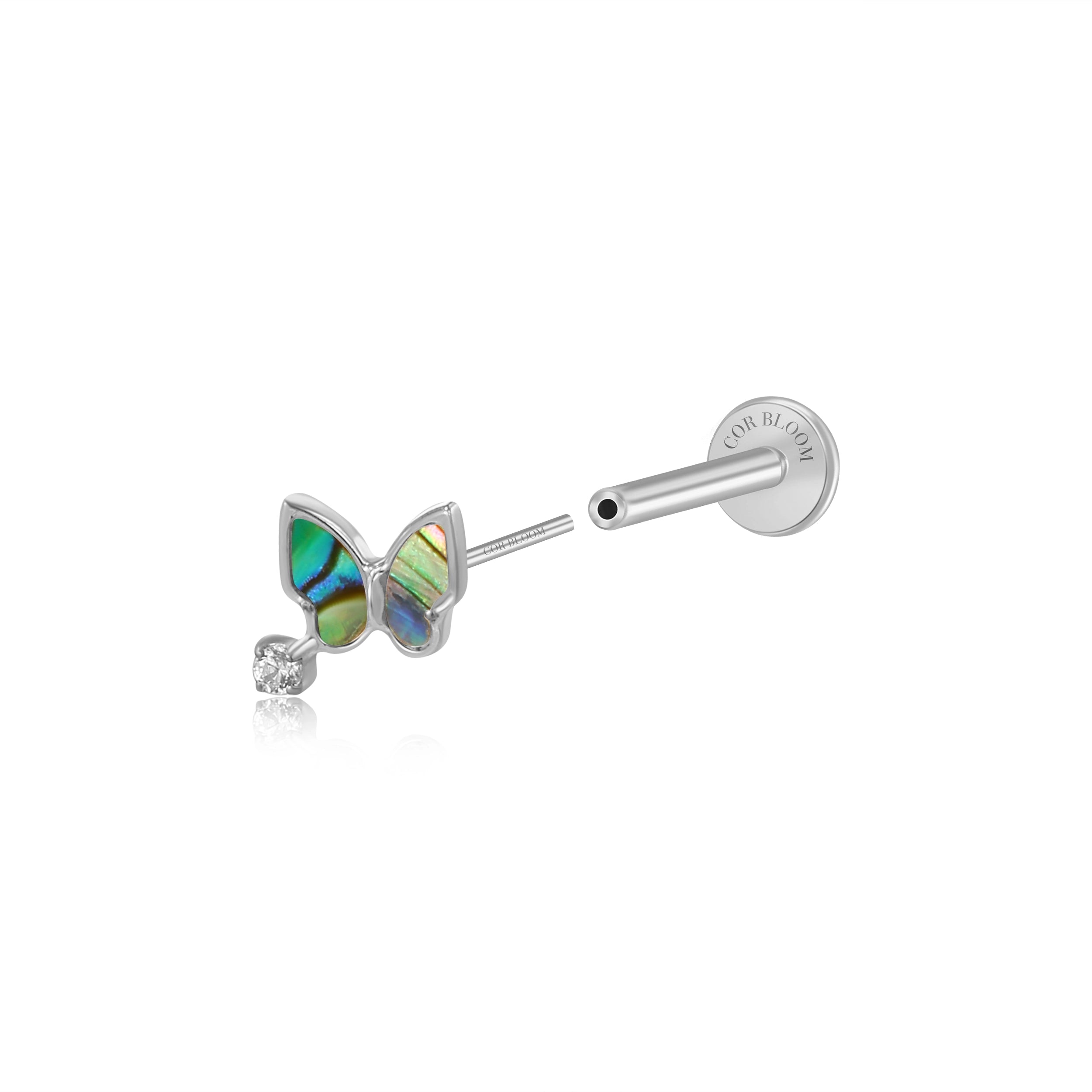 Titanium Vlinder Abalone Butterfly Flat Back Stud