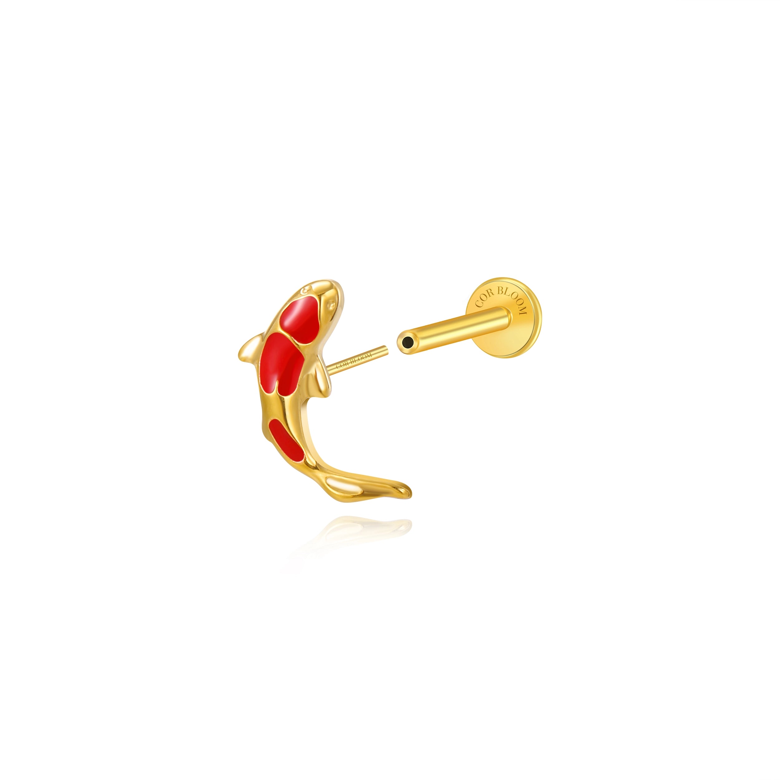 Titanium Lucky Carp Stud