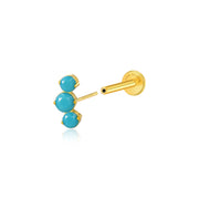 Titanium Elpis Turquoise Trinity Cluster Flat Back Stud