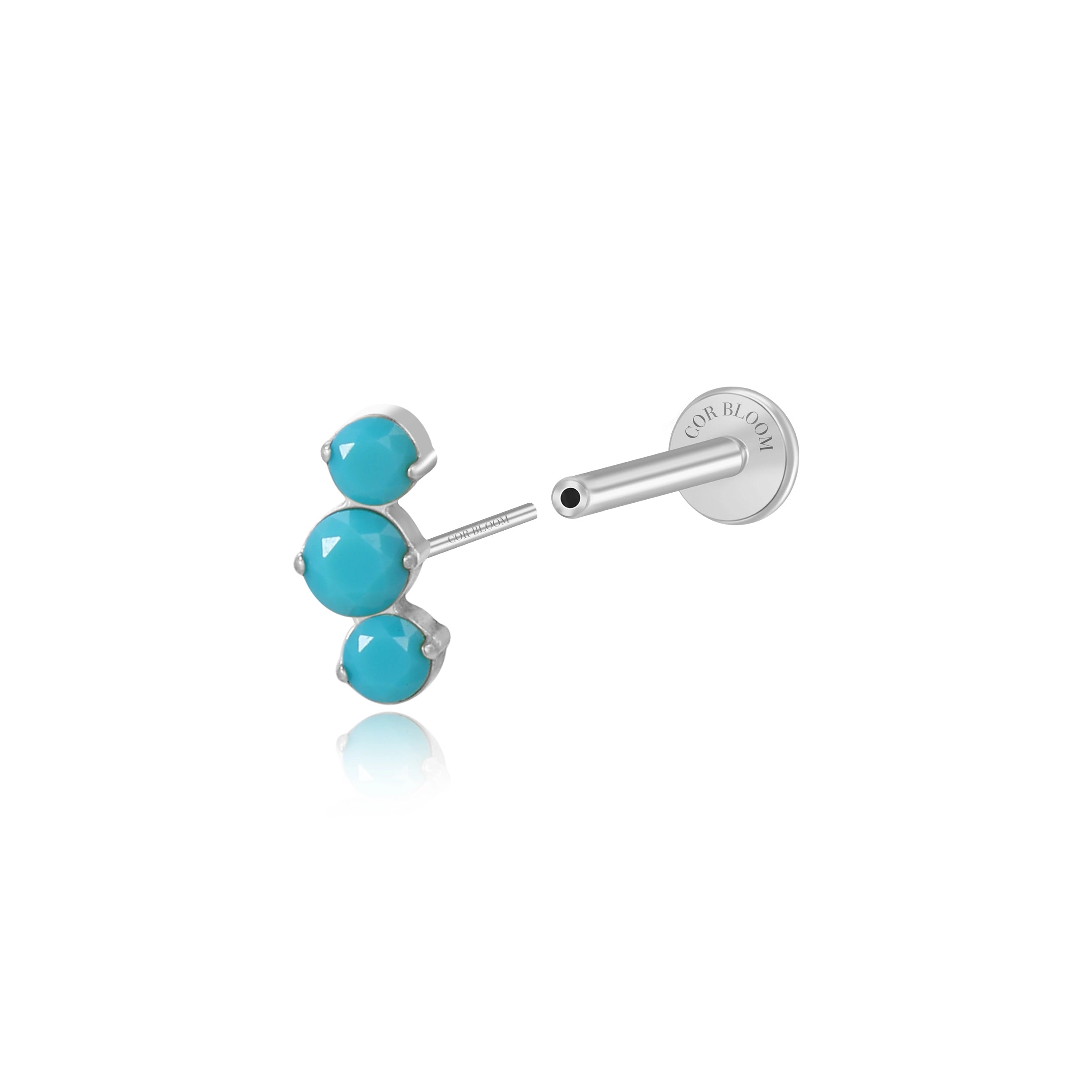 Titanium Elpis Turquoise Trinity Cluster Flat Back Stud