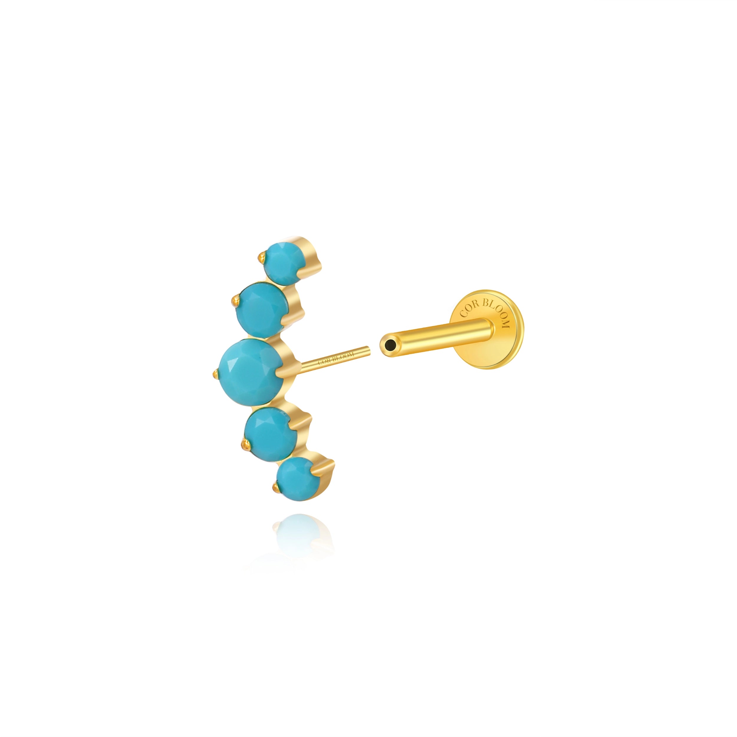 Titanium Daphne Five Turquoise Cluster Flat Back Stud