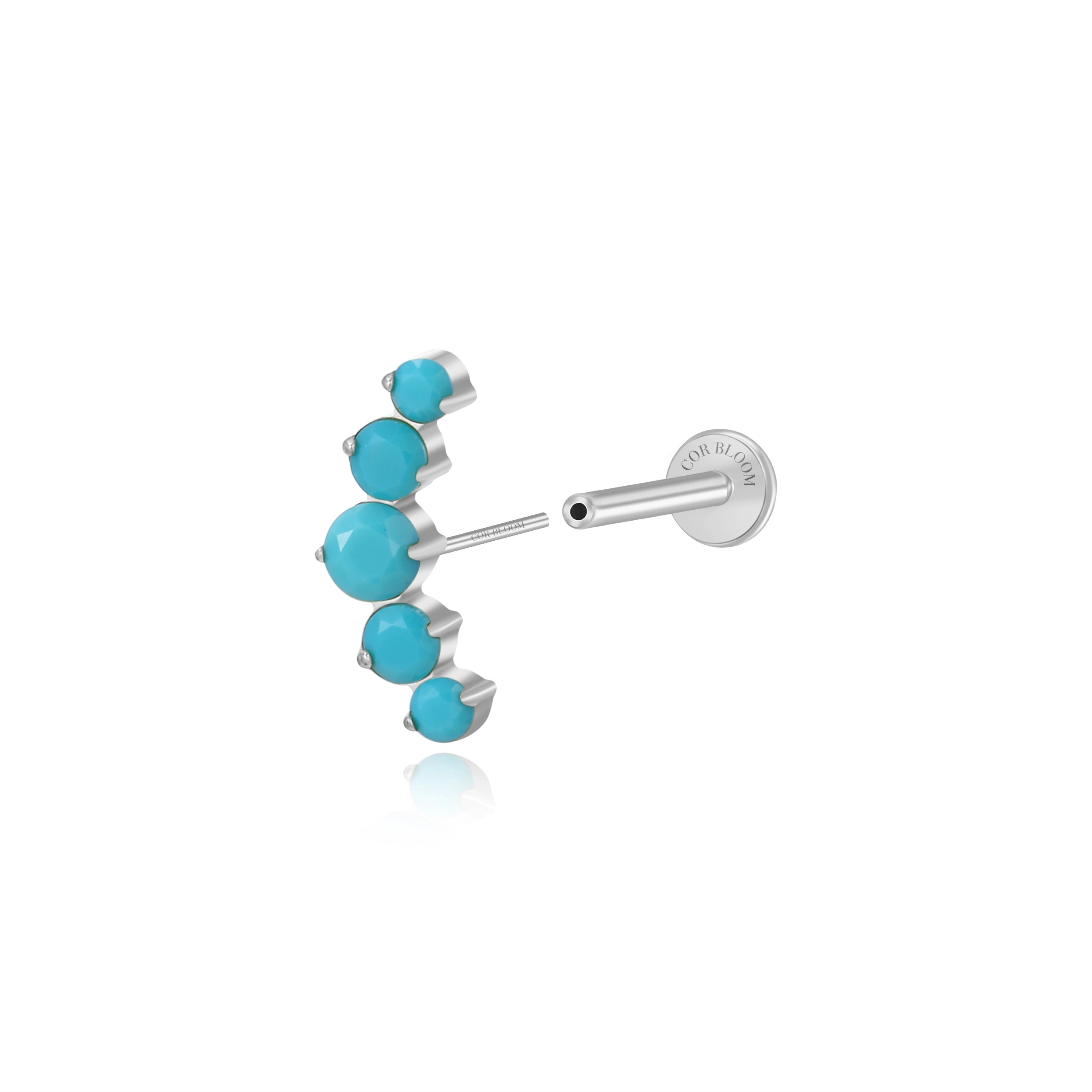 Titanium Daphne Five Turquoise Cluster Flat Back Stud
