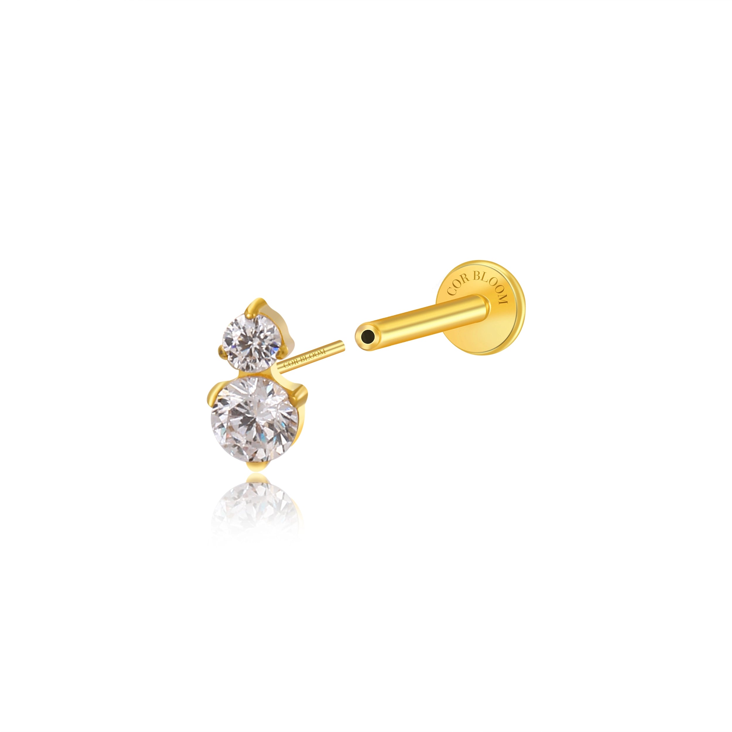 Titanium Gaia Flat Back Stud - White Crystal
