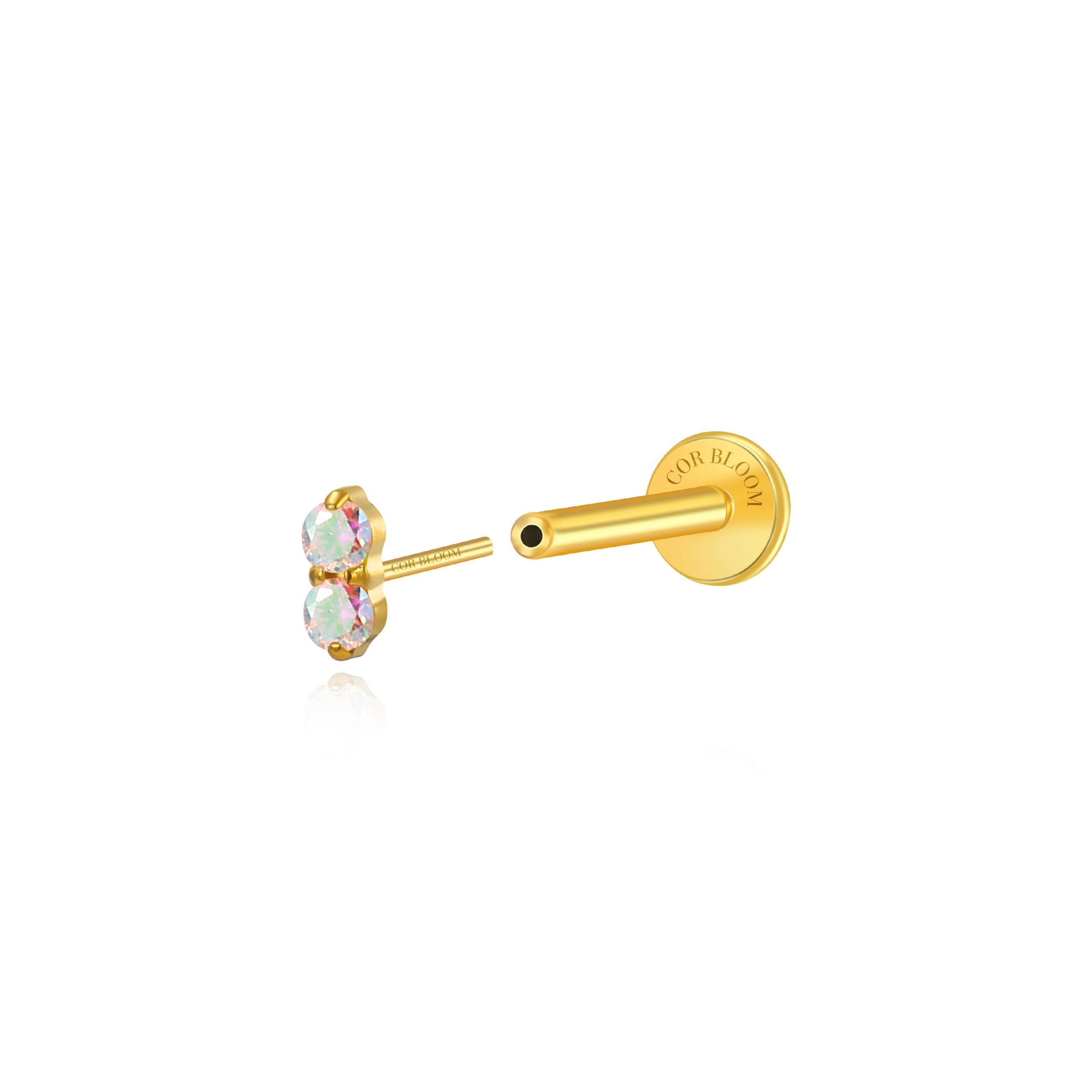 Titanium Edith Mini Duo Flat Back Stud - AB Stone/Northern Light
