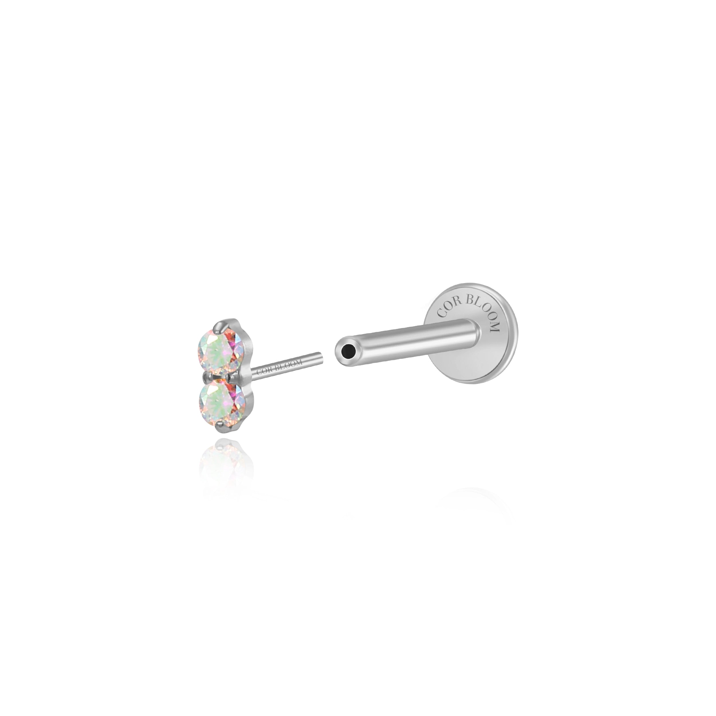 Titanium Edith Mini Duo Flat Back Stud - AB Stone/Northern Light