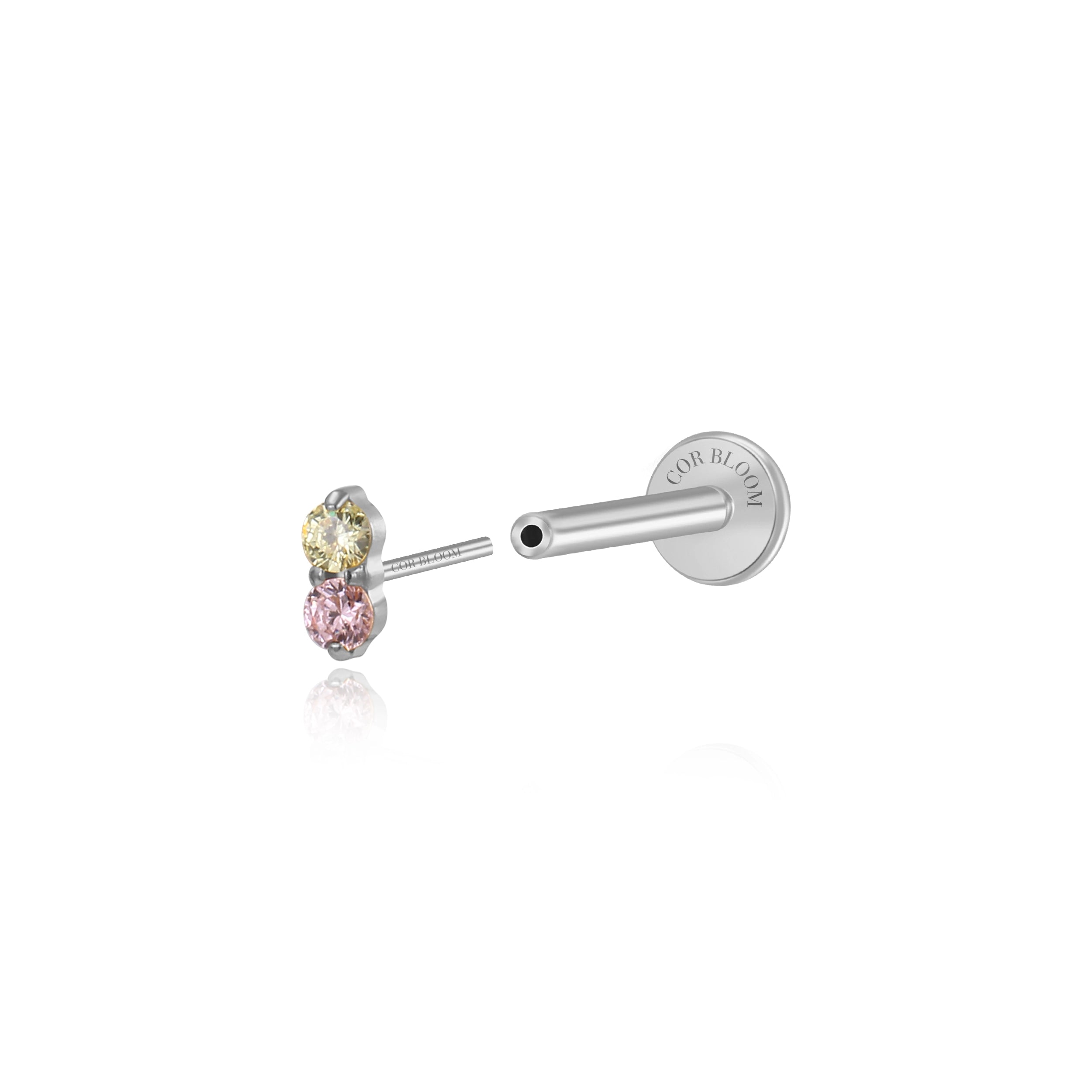 Titanium Edith Viva Spring Mini Duo Stud - Pink & Apple Green