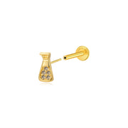 Vegan Green Sauce Bottle Flat Back Stud - Peridot