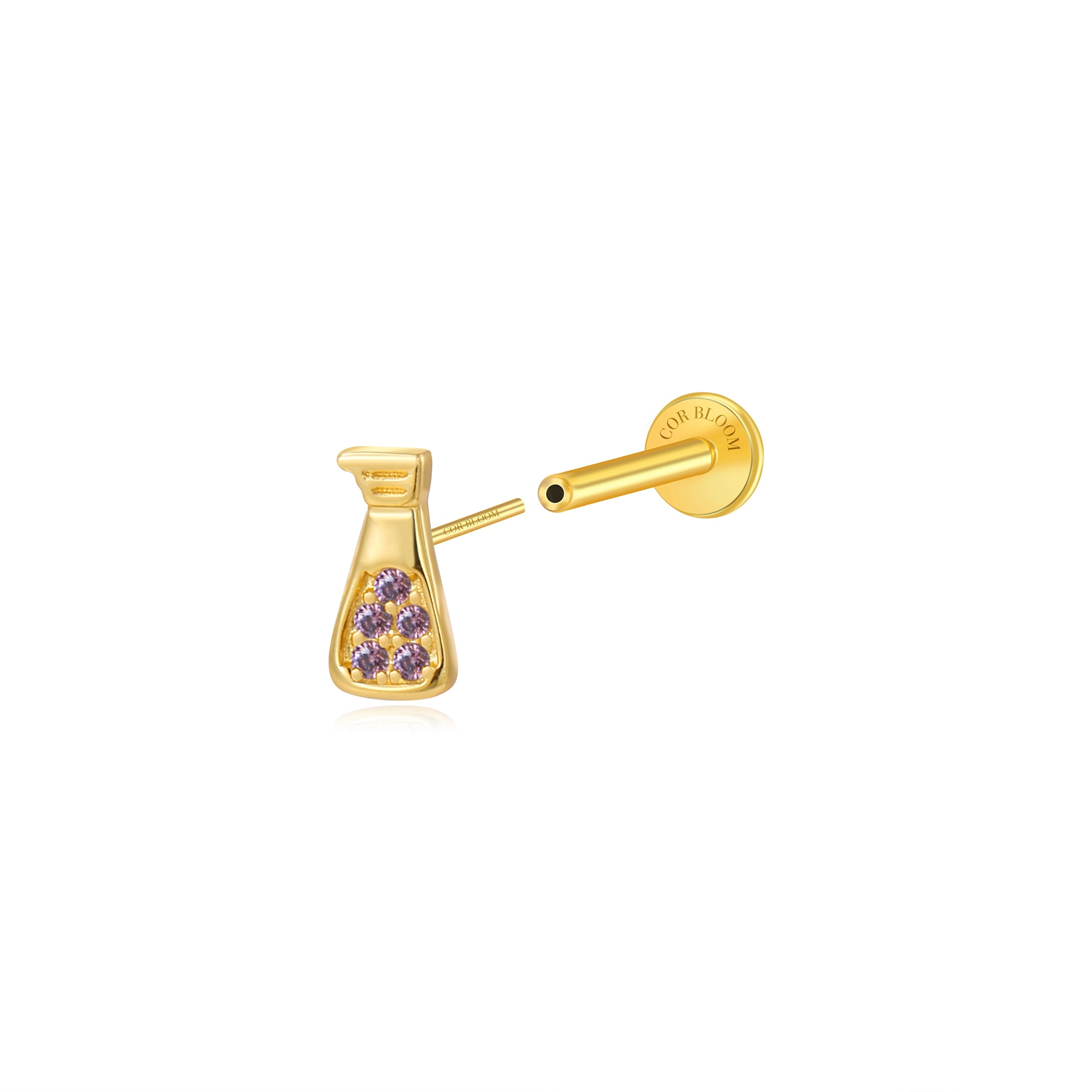 Magical Sauce Bottle Flat Back Stud - Amethyst