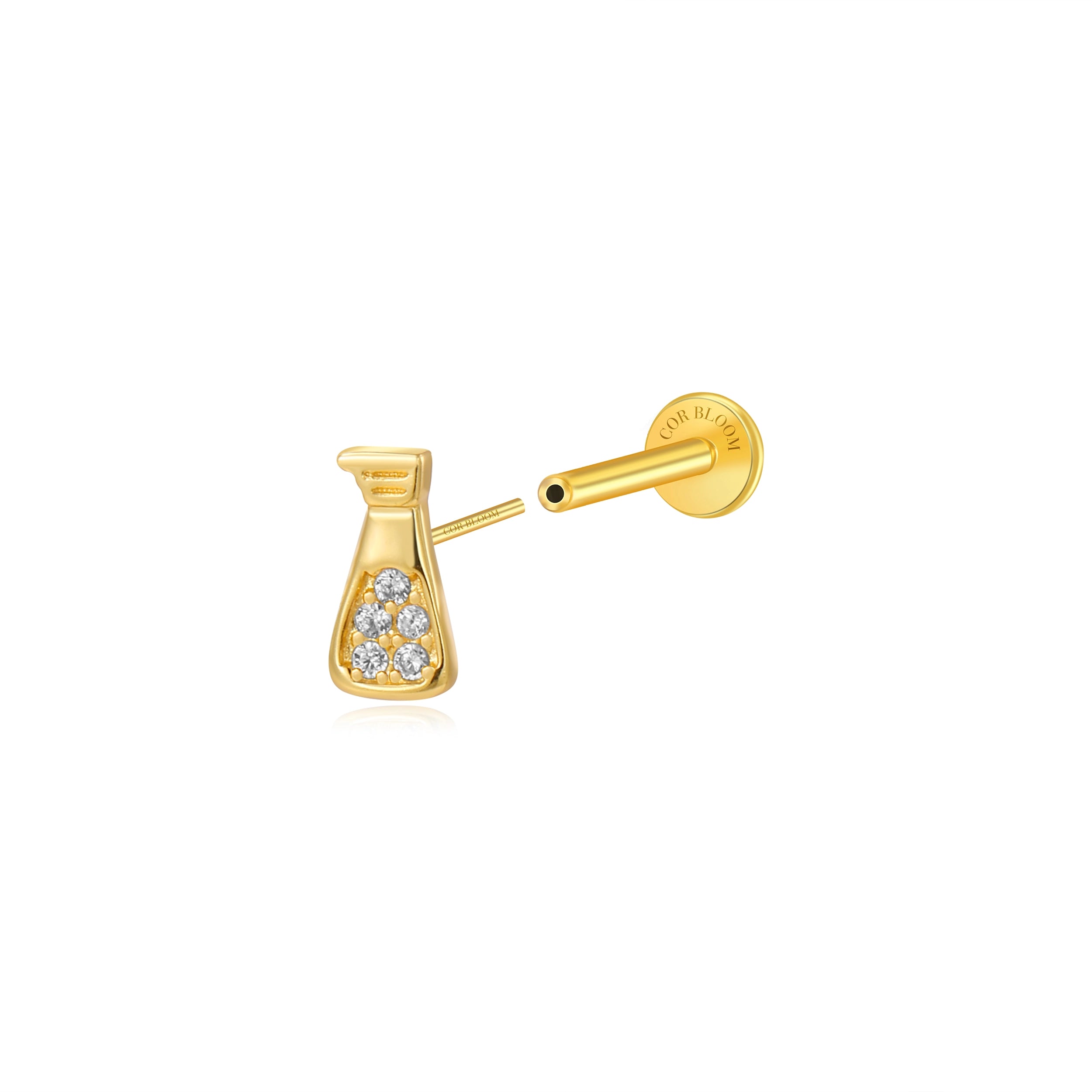 Soy Sauce Bottle Flat Back Stud - Crystal