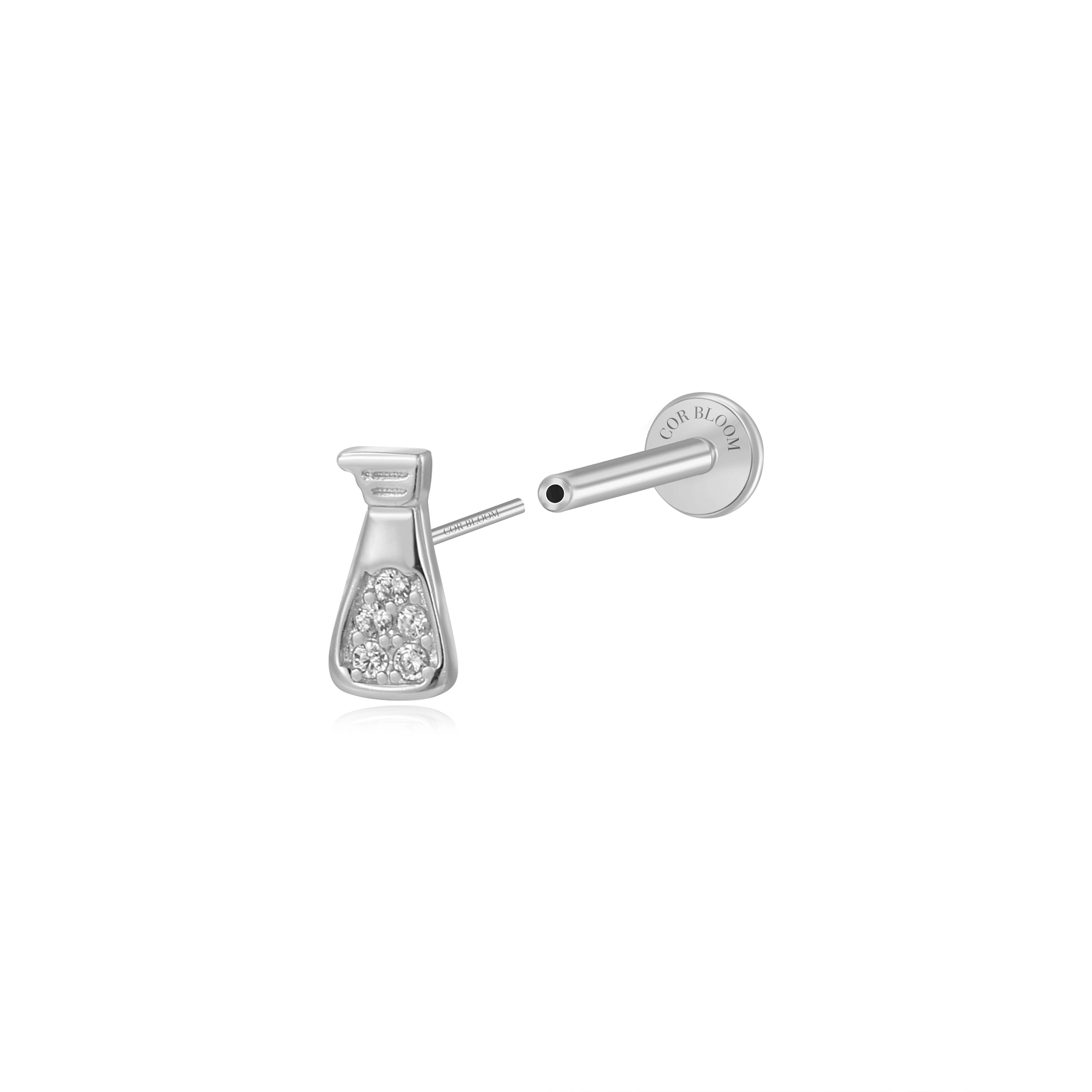 Soy Sauce Bottle Flat Back Stud - Crystal