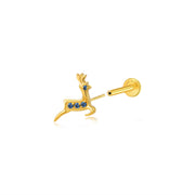 Titanium Reindeer Flat Back Stud - Blue Sapphire