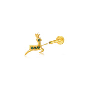 Titanium Reindeer Flat Back Stud - Forest Green