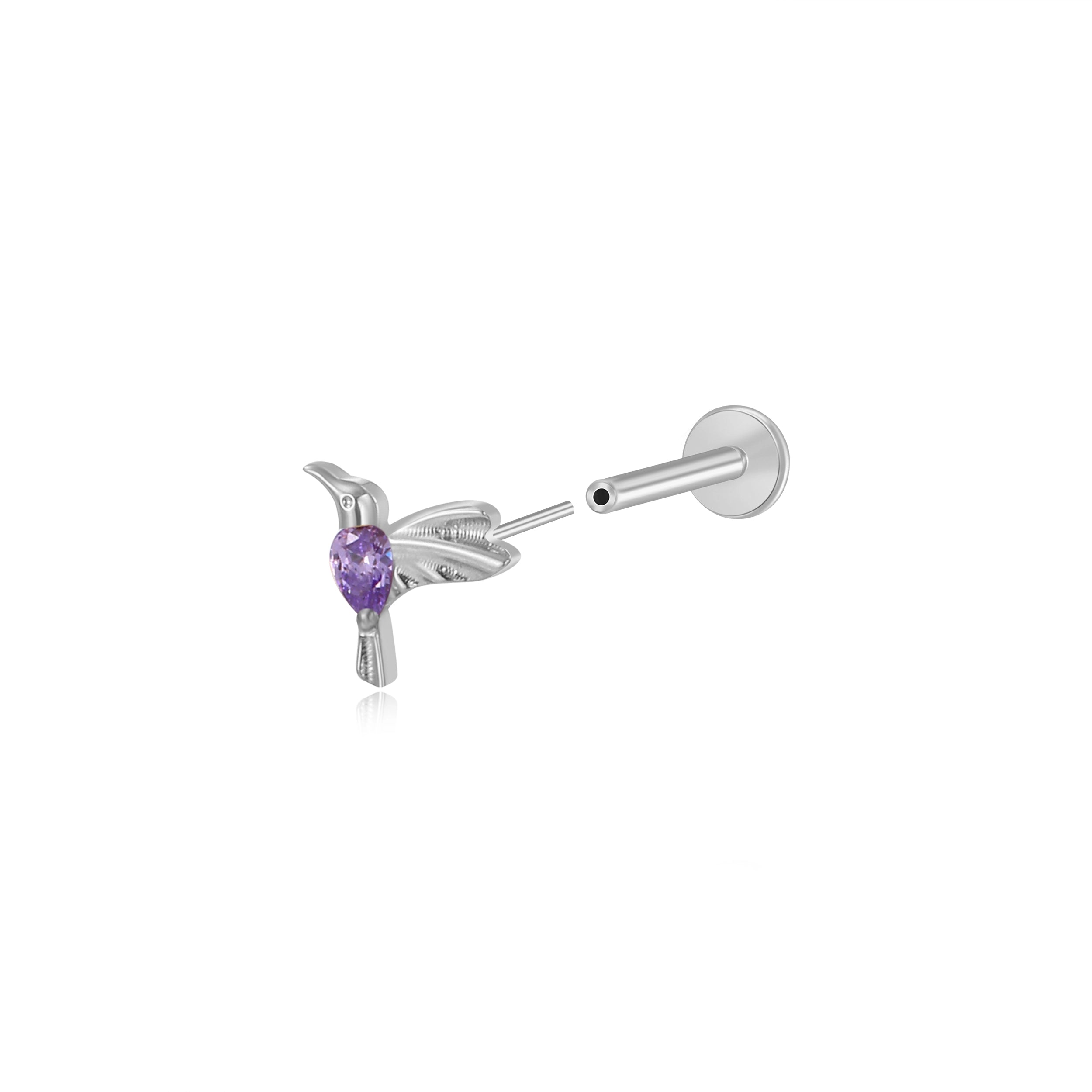Titanium Amethyst Frida Bird Stud