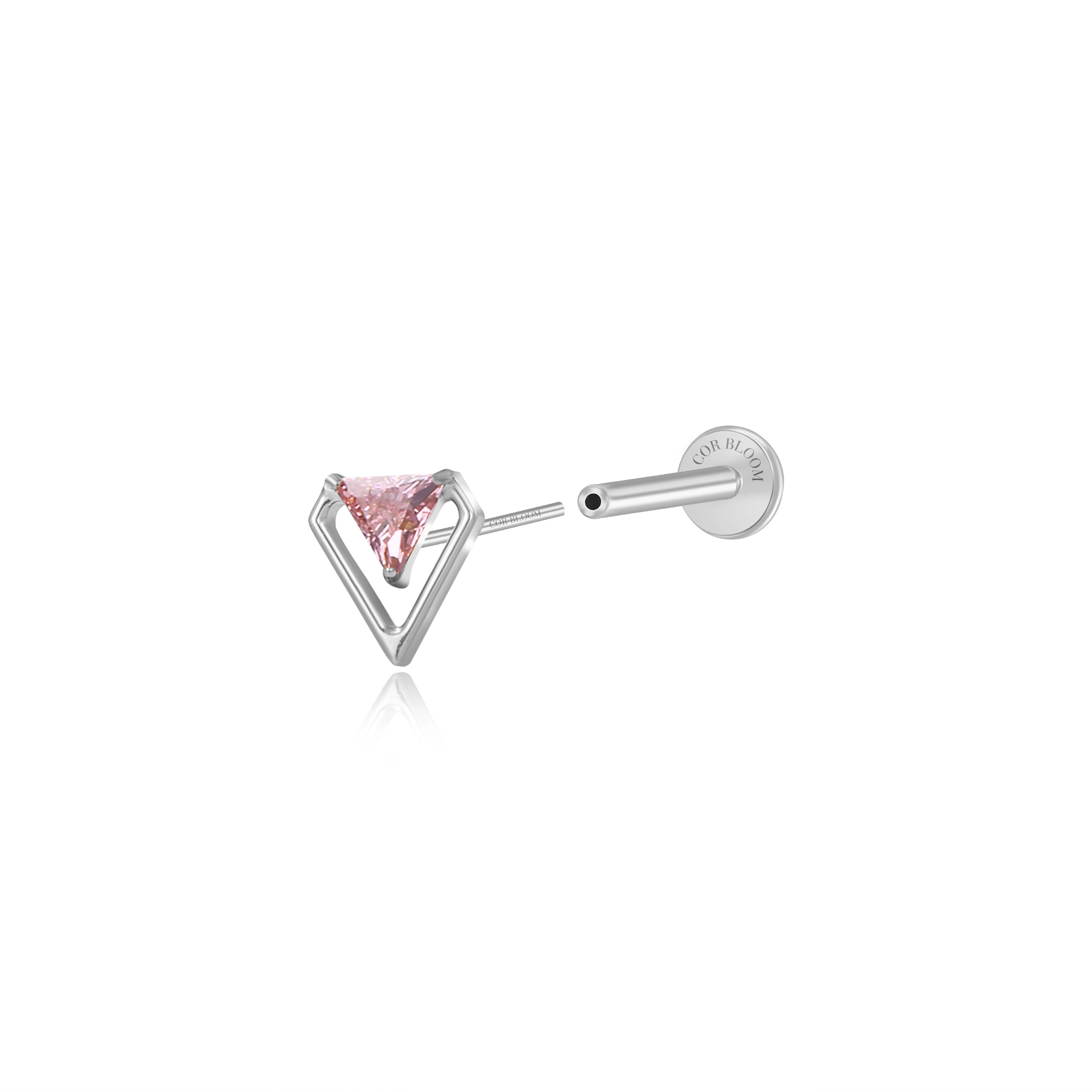 Titanium Ismene Geometric Triangle Stud - Rhodolite