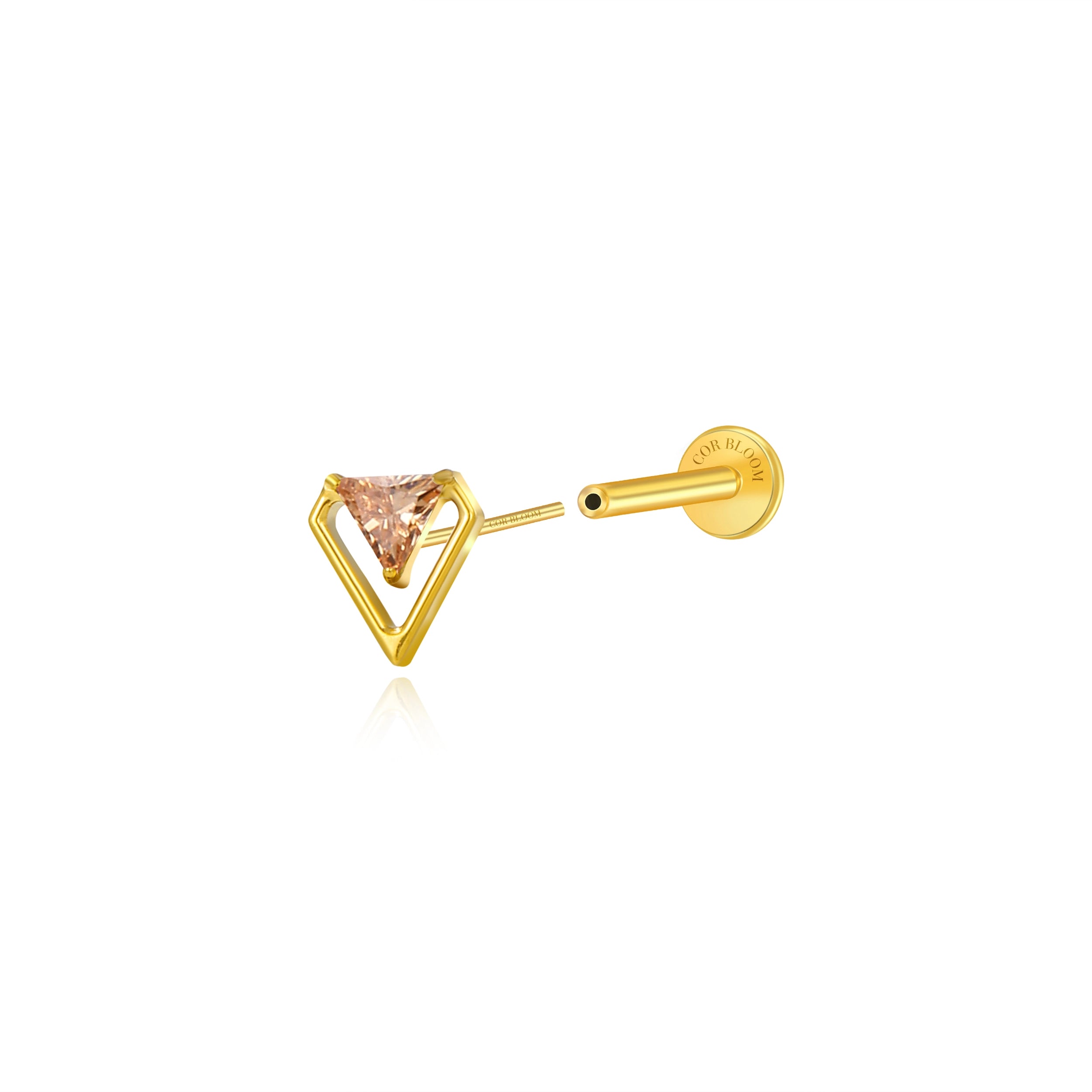 Titanium Ismene Geometric Triangle Stud - Champagne