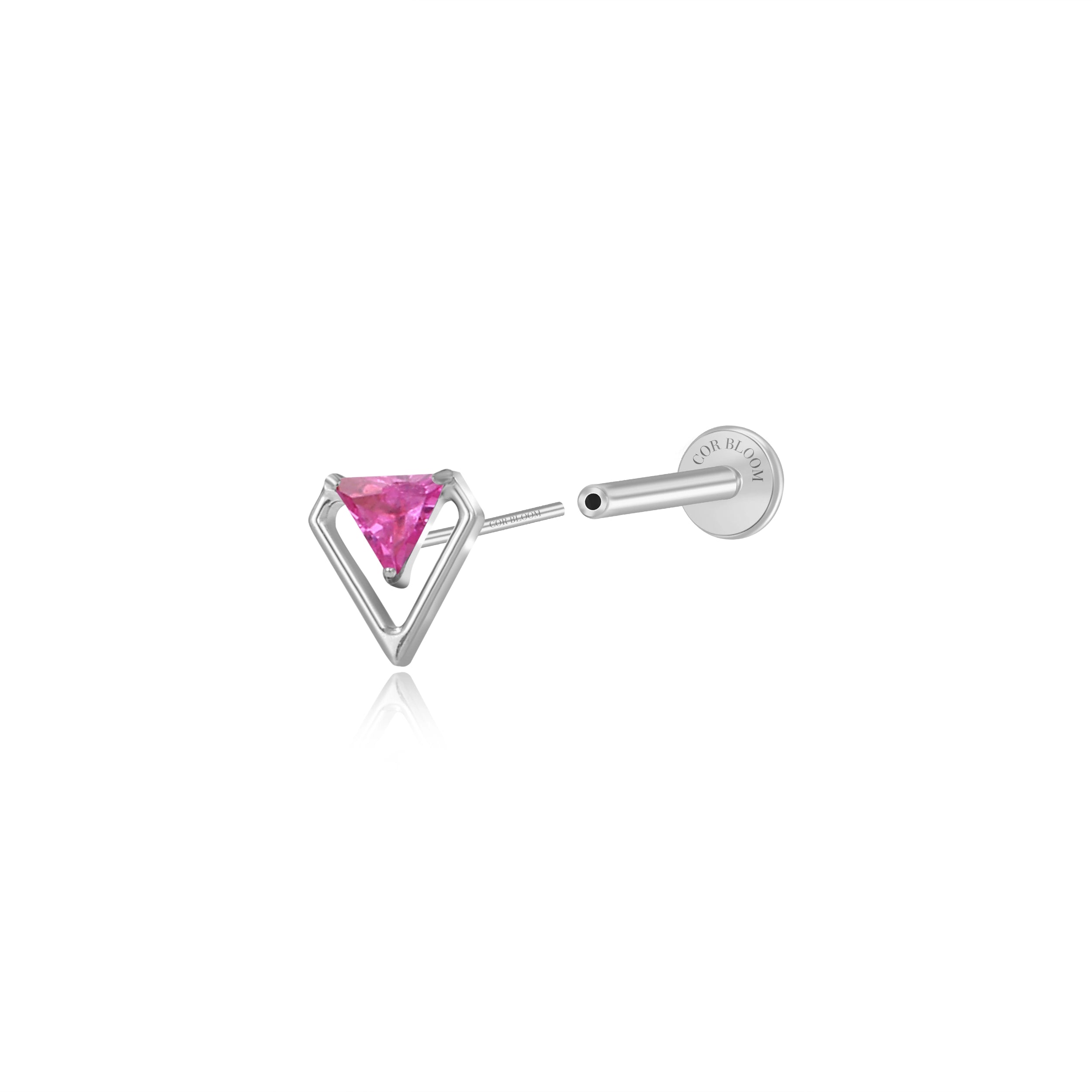 Titanium Ismene Geometric Triangle Stud - Ruby