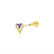 Titanium Ismene Geometric Triangle Stud - Amethyst