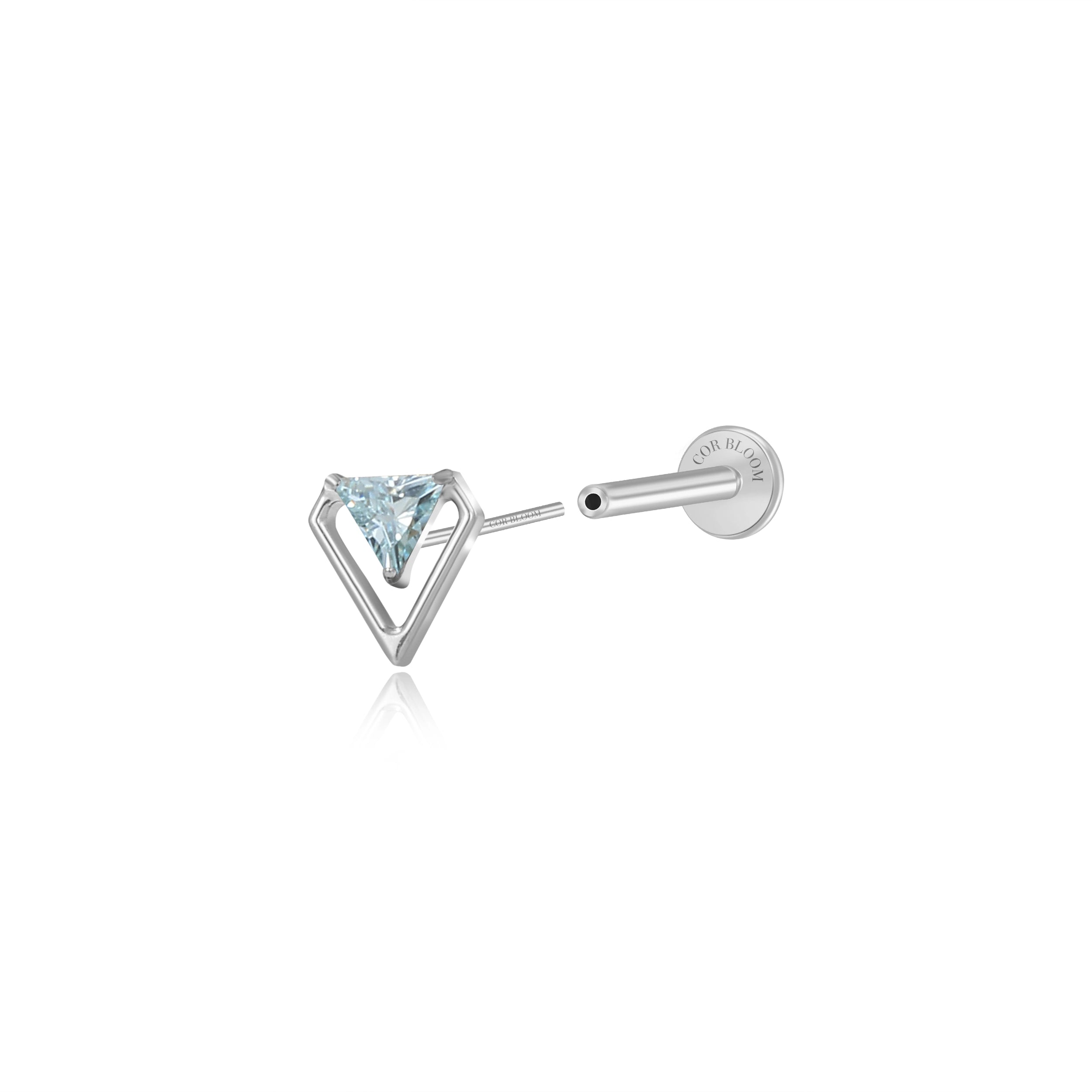 Titanium Ismene Geometric Triangle Stud - Aquamarine
