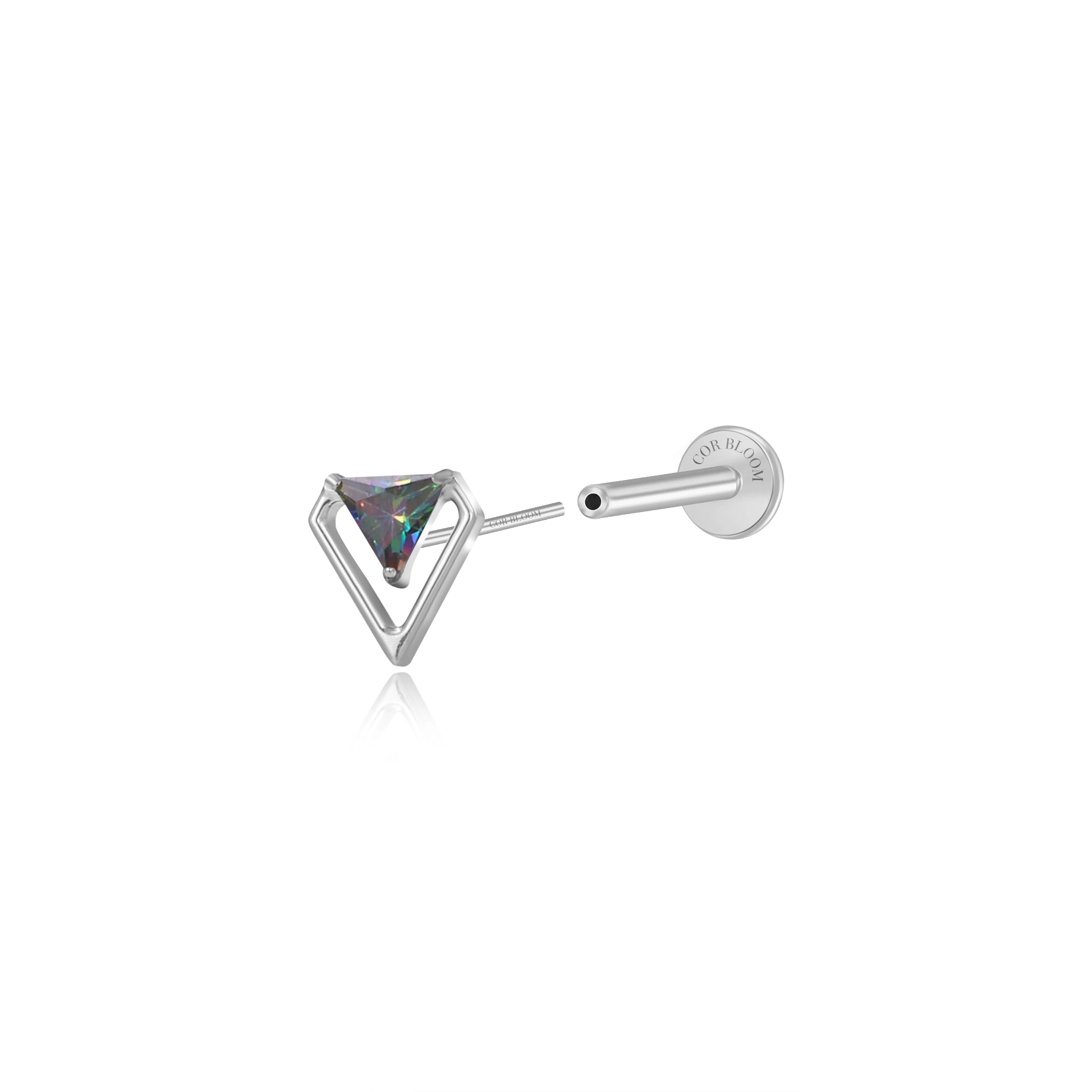 Titanium Ismene Geometric Triangle Stud - Dark Iridescent