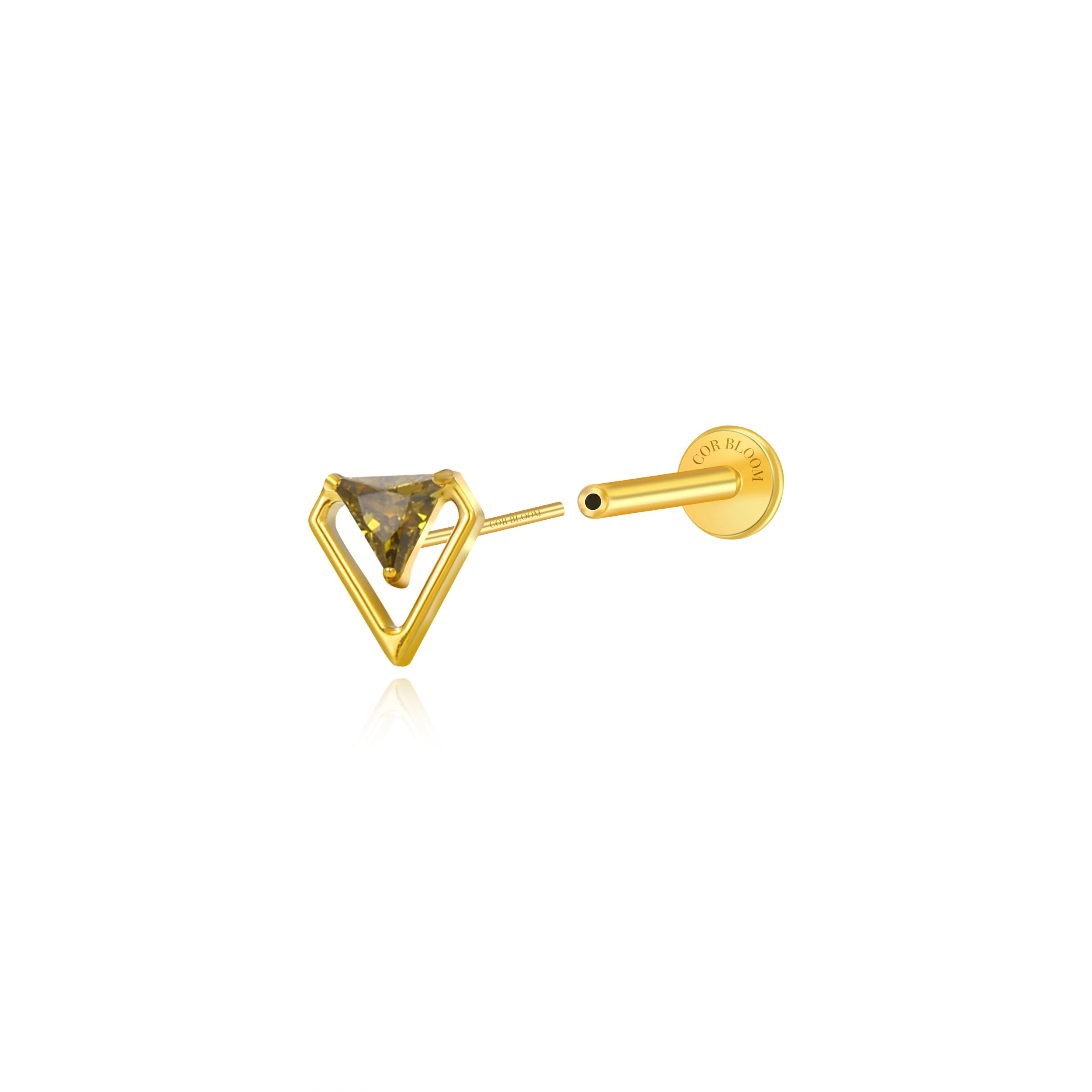 Titanium Ismene Geometric Triangle Stud - Peridot