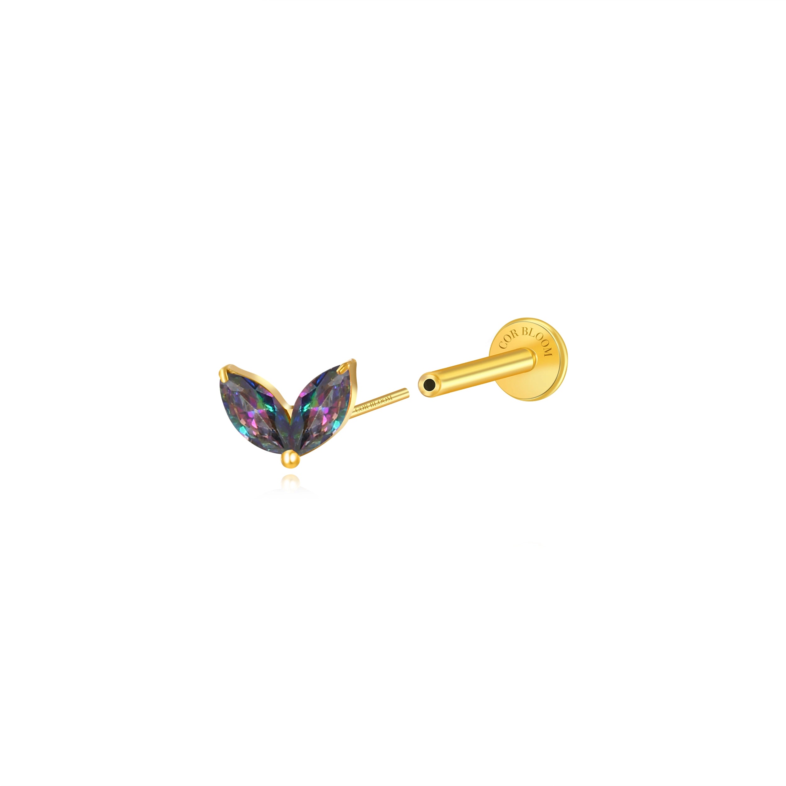 Titanium Elliana Two-Petal Stud - Dark Iridescent
