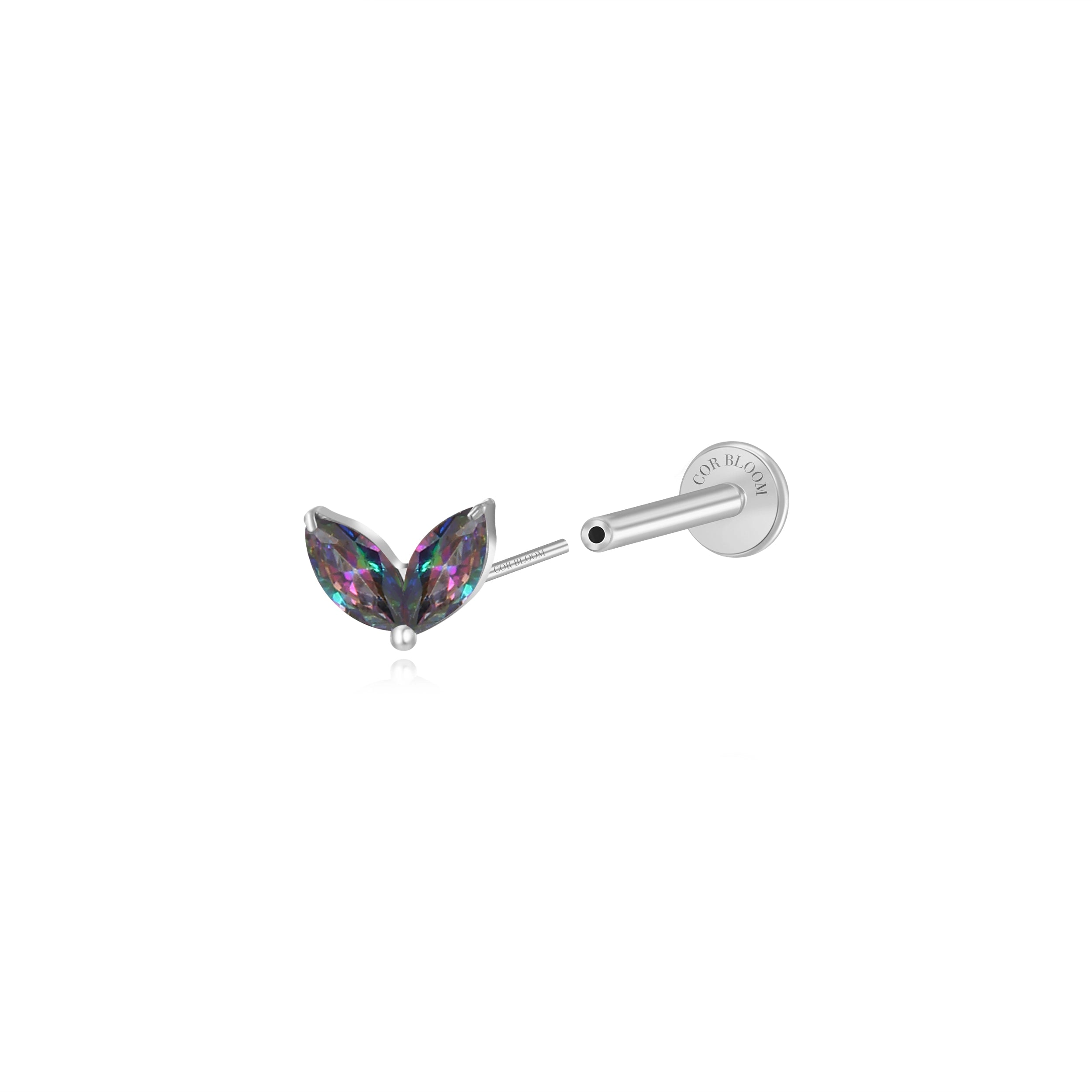 Titanium Elliana Two-Petal Stud - Dark Iridescent