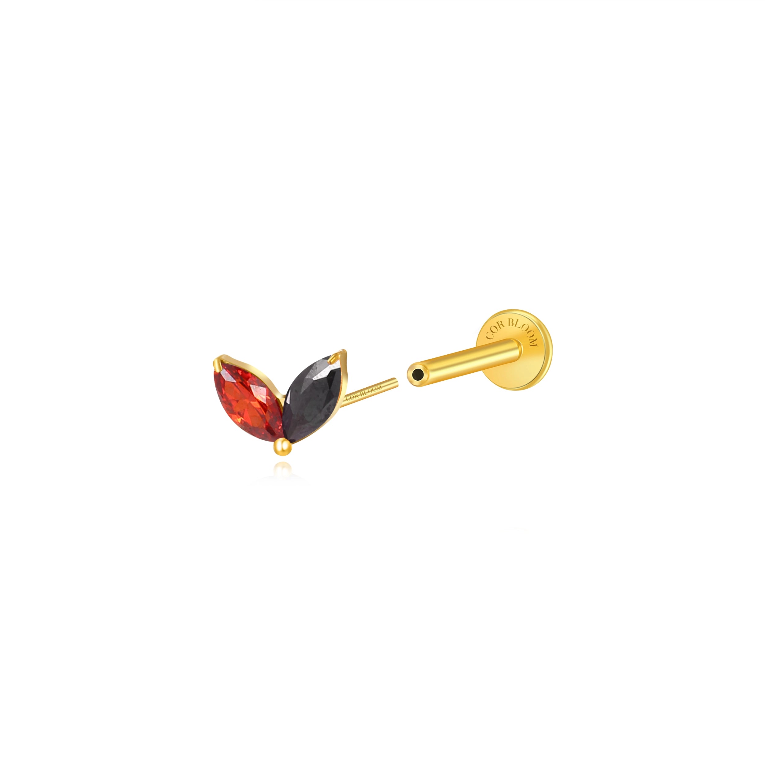 Titanium Elliana Two-Petal Stud - Night & Fire