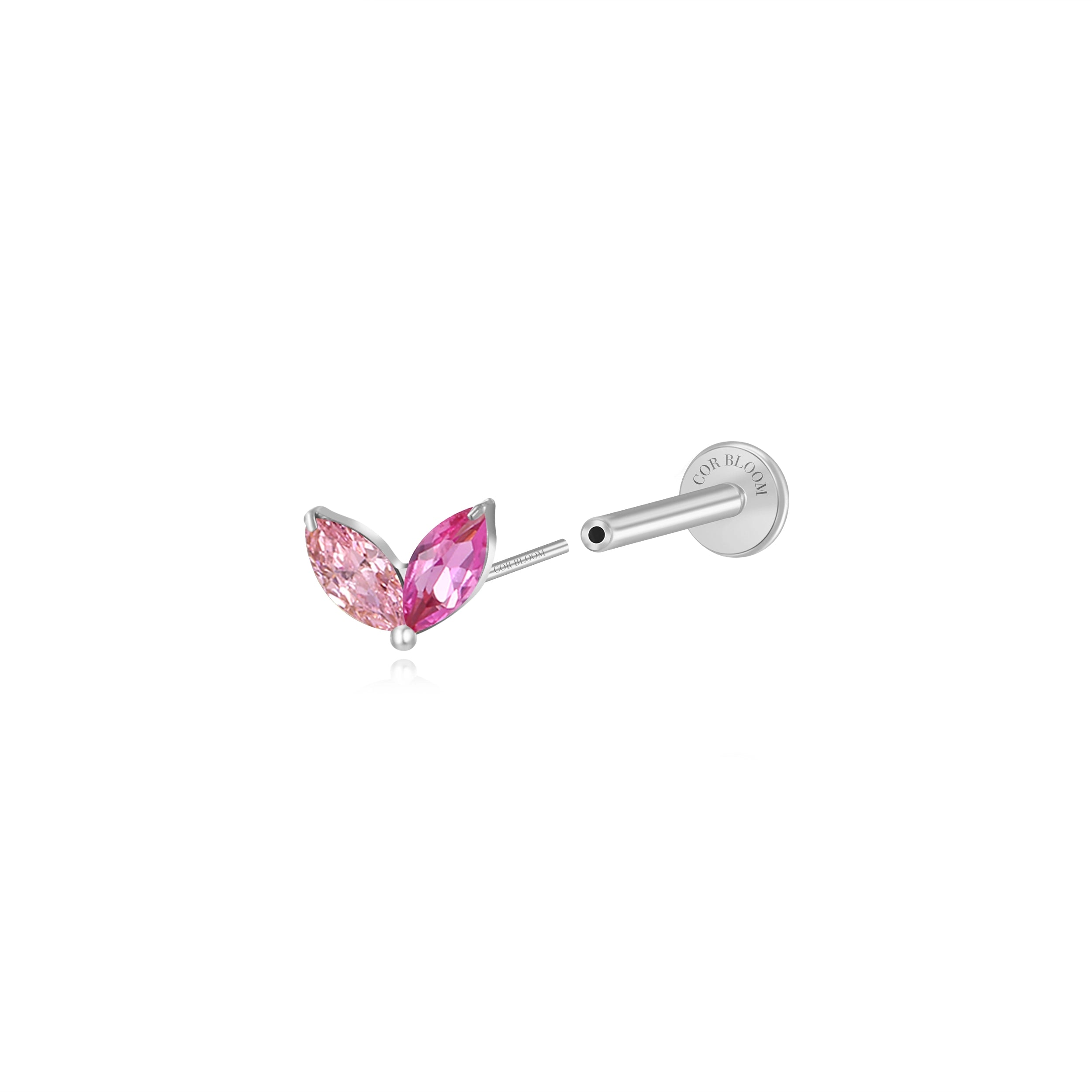 Titanium Elliana Two-Petal Stud - Pink & Ruby