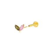 Titanium Elliana Two-Petal Stud - Pink & Peridot - Spring