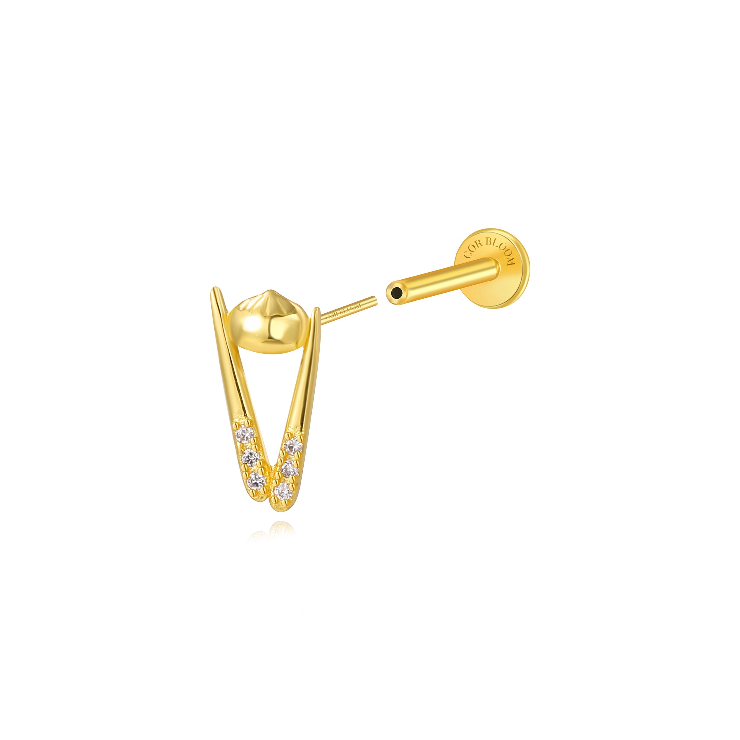 Chopsticks & Potato Xiao Long Bao Stud -White Crystal