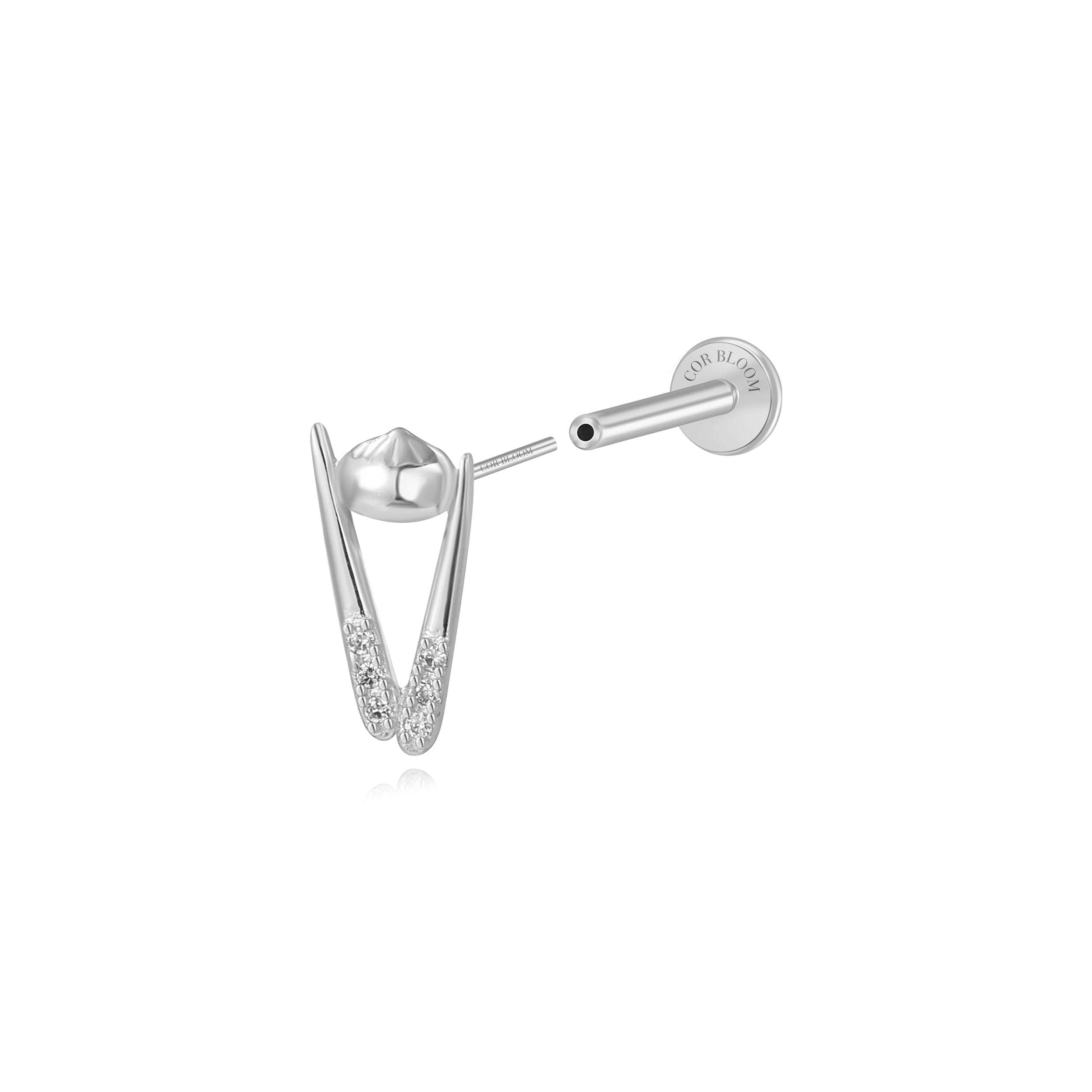 Chopsticks & Potato Xiao Long Bao Stud -White Crystal