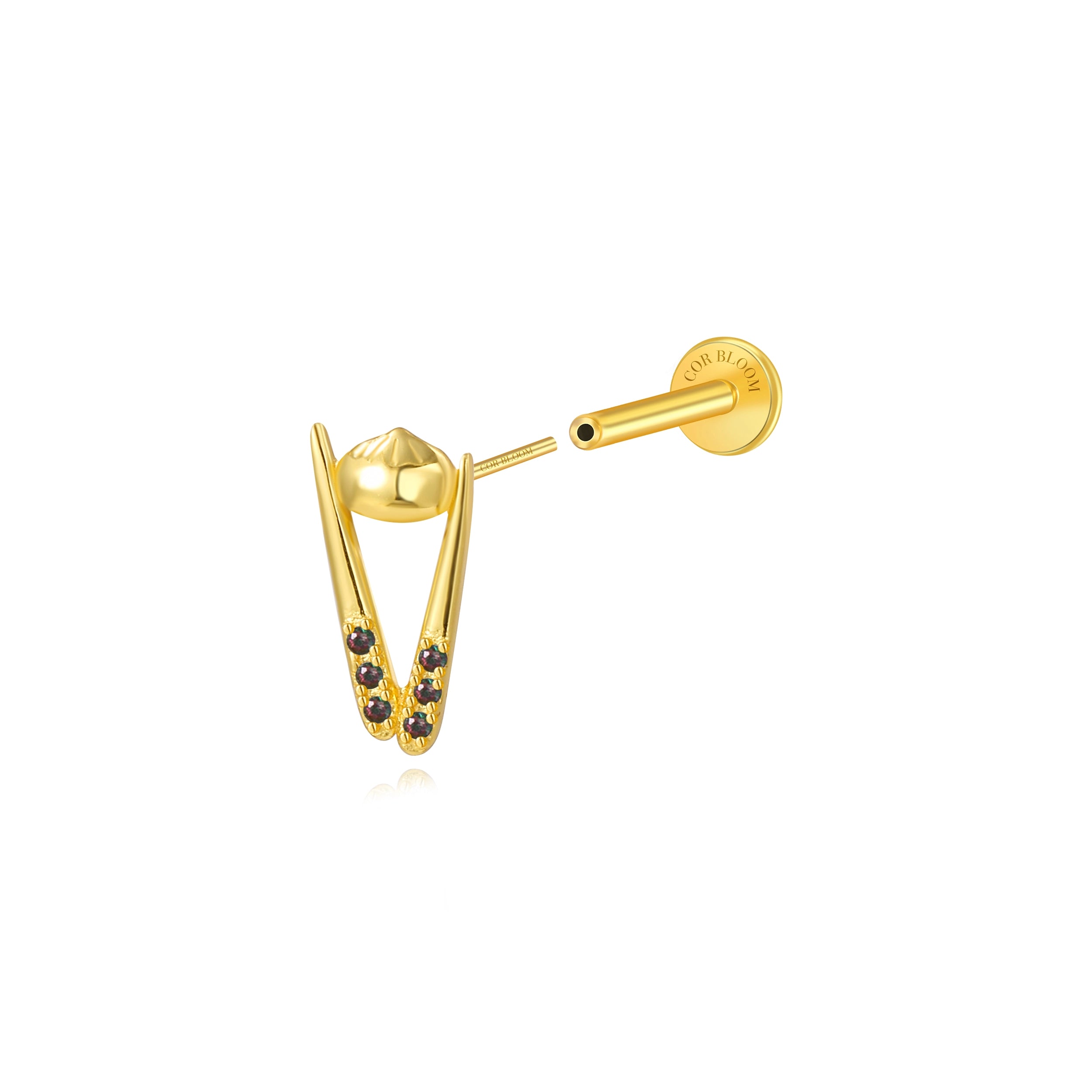 Chopsticks & Truffle Potato Xiao Long Bao Stud -Dark Iridescent