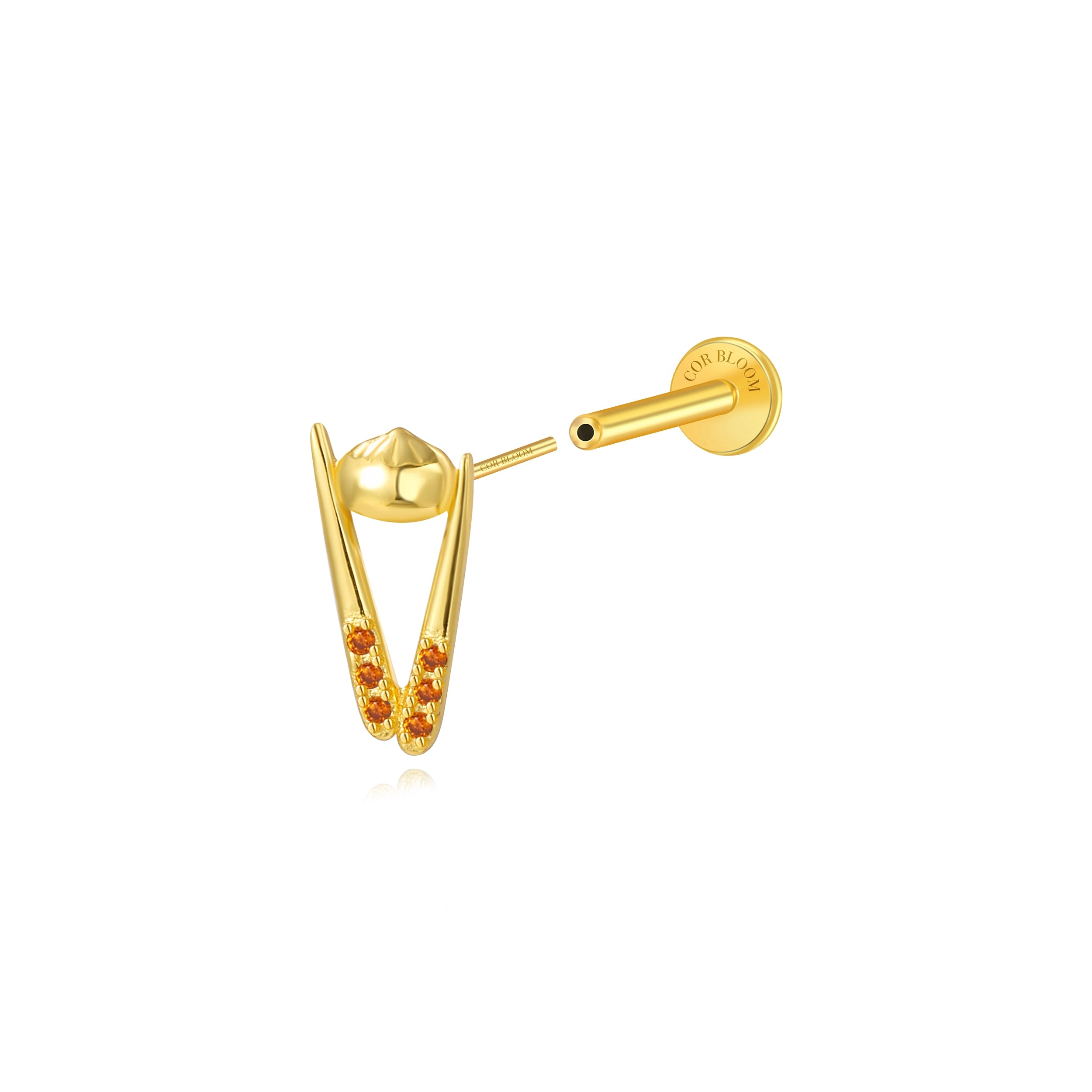 Chopsticks & Spicy Xiao Long Bao Stud - Red Garnet